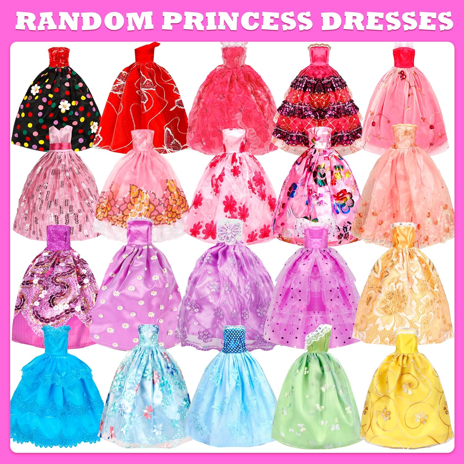 138 Pcs Doll Clothes and Accessories, 5 Wedding Gowns 9 Fashion Dresses 3 Tops 3 Pants 3 Bikini Swimsuits 20 Shoes for 11.5 inch Doll Christmas Stocking Stuffers Girls Gift Age 5-7 8-10