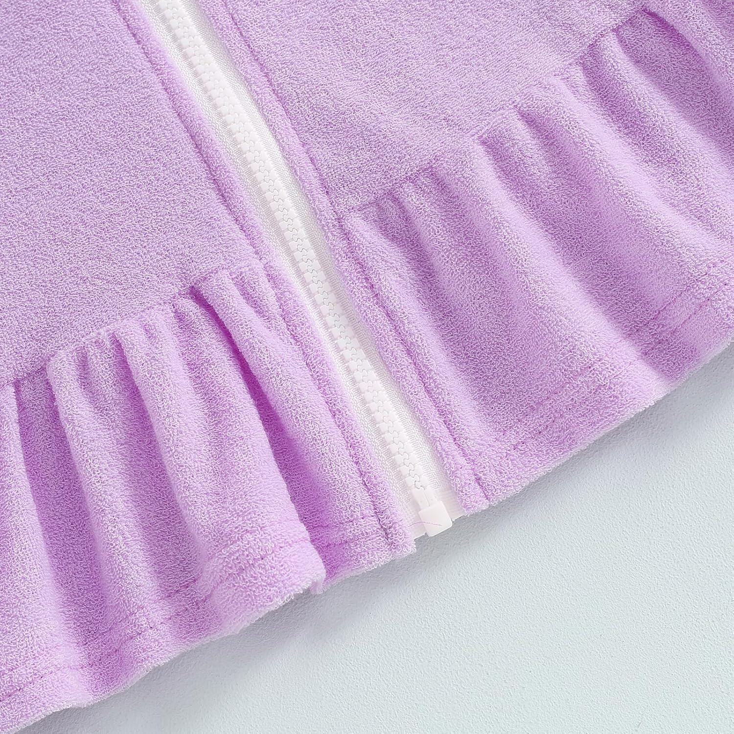 Girls Hooded Terry Cover Up Swimsuit Zipper Swim Dress Short Sleeve Ruffle Coverups Bathing Suit Swimwear - Image 6