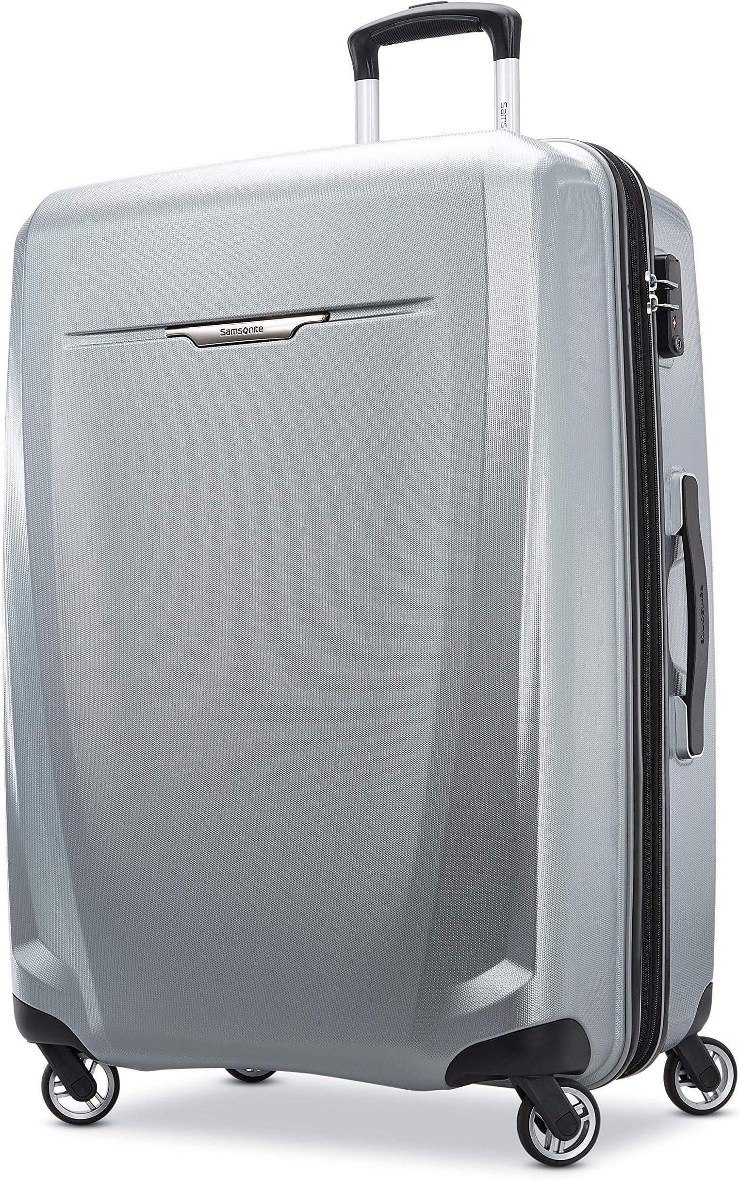 Winfield 3 DLX Hardside Expandable Luggage with Spinners, Silver, Checked-Large 28-Inch