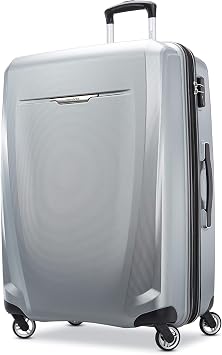 Samsonite Winfield 3 DLX Hardside Expandable Luggage with Spinners, Silver, Checked-Large 28-Inch