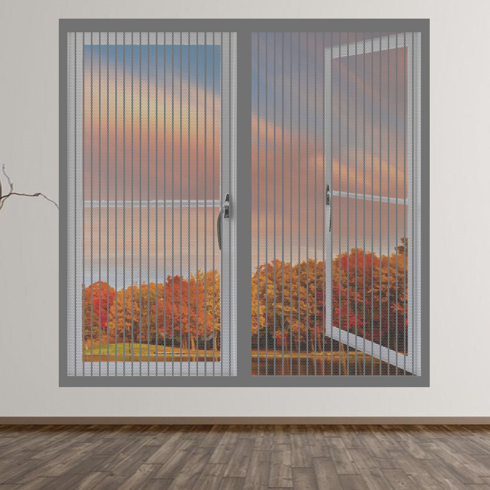 Magnetic Fly Screen Window 170 x 140 cm Selfadhesive Tape Silent Insect Mesh that Close Automatically Easy Install for Windows Doors and Patio Screens, Grey