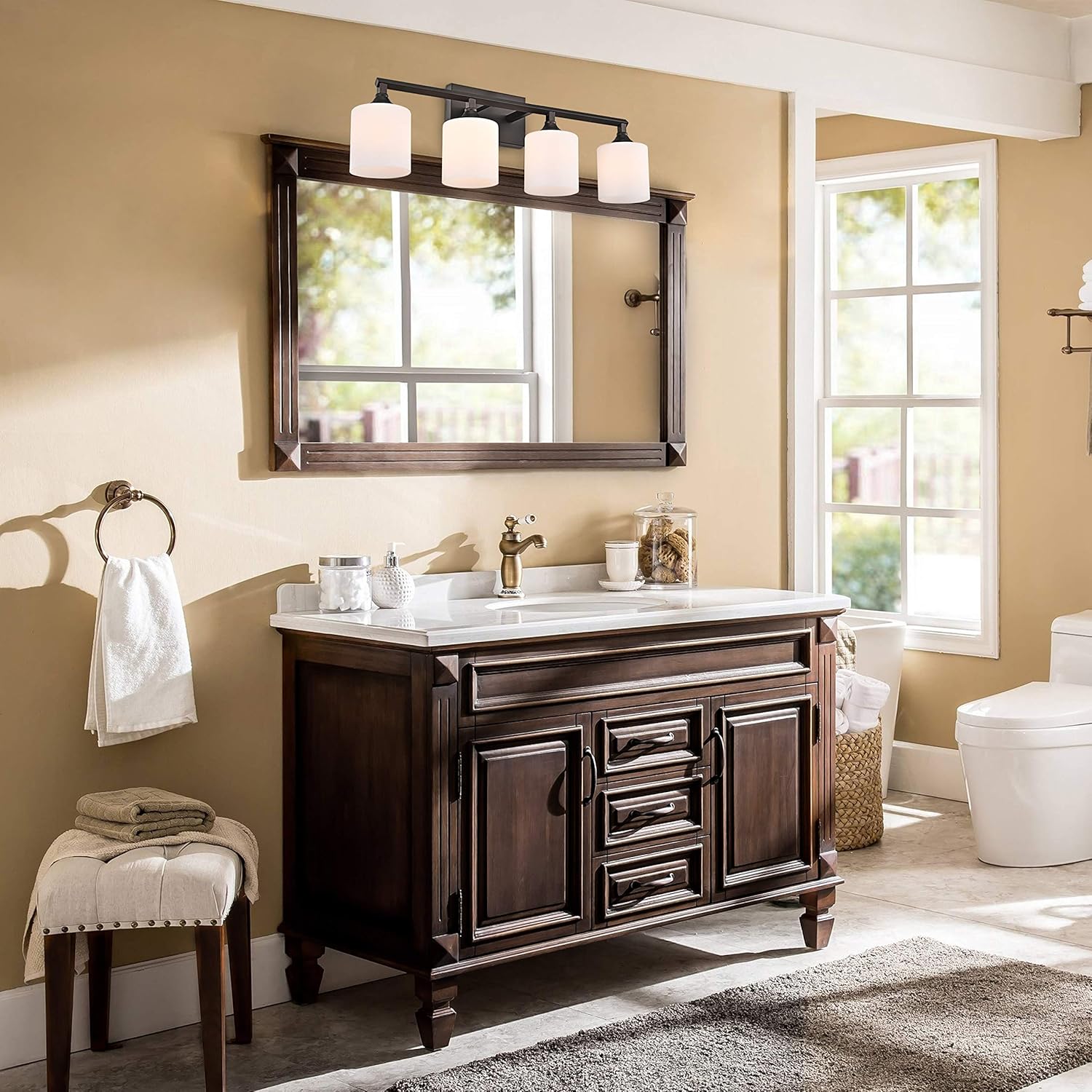 Chloe Lighting Jane Contemporary 4 Light Rubbed Bronze Bath Vanity Fixture 29" Width