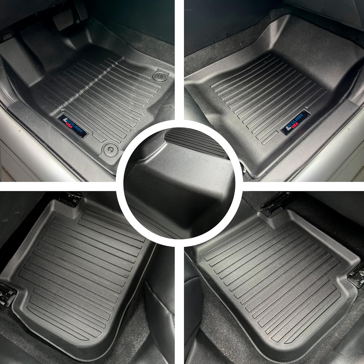 Automotive 3D Floor Mats Set for Acura Integra 2023-2025 | All Weather Floor Protection Car Accessories | Black Liner Carpets Mat for Cars | Custom Fit 3 Piece Floor Liners for 1st & 2nd Row