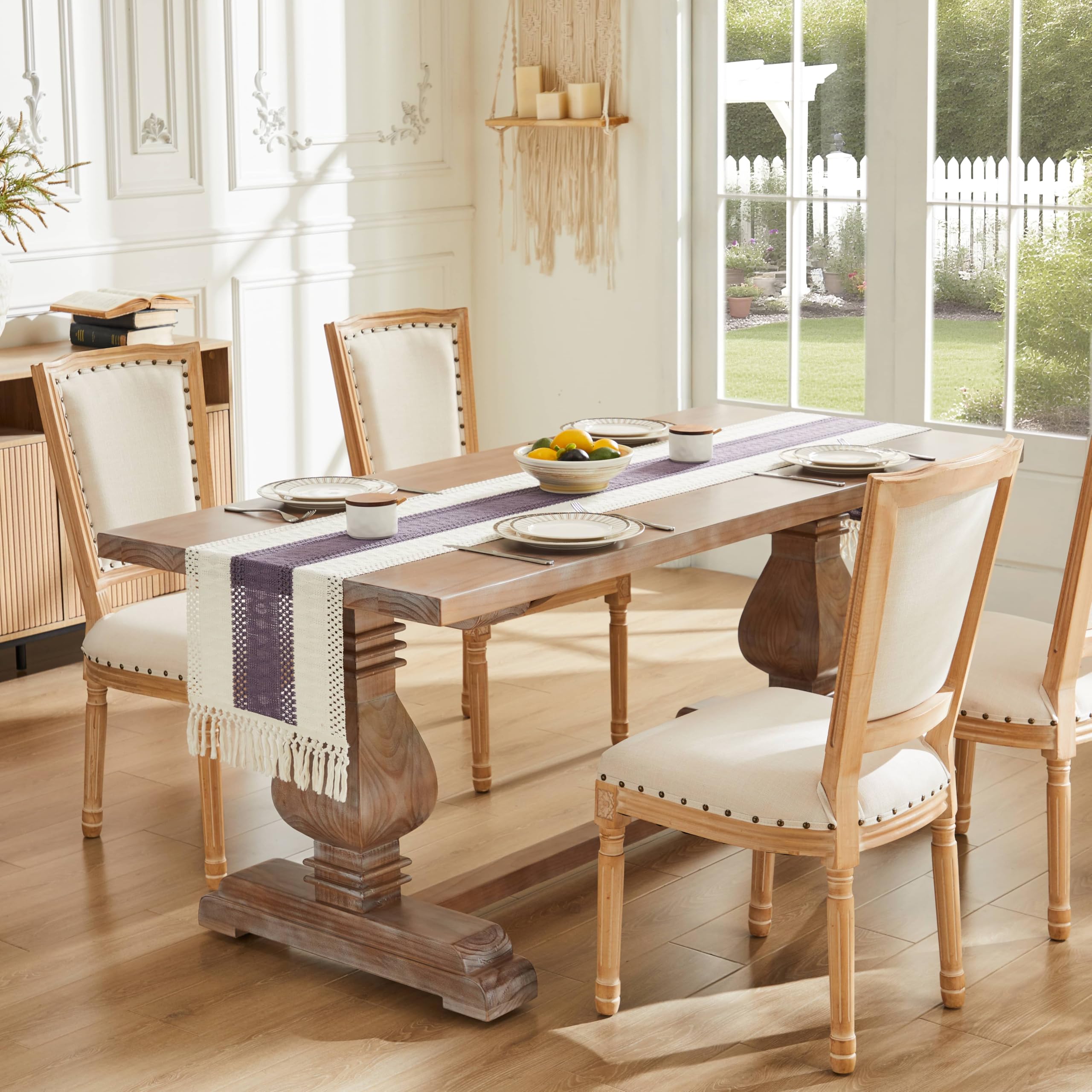 Amazon.com: ZeeMart Macrame Style Bicolor Stitching Table Runner