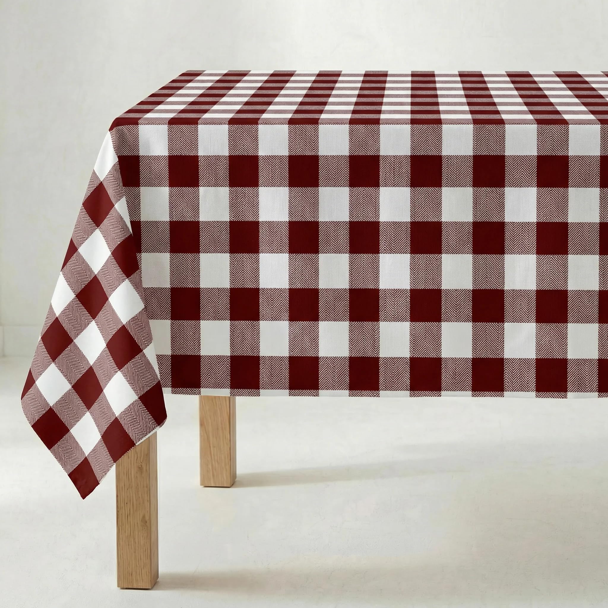 BELUM,Resinated Tablecloth Stain Resistant Paintings Garnet, Tablecloth Vichy Squares Size; 200x140 cm, Tablecloth Vichy Garnet, Tablecloth Fabric 100% Organic Cotton