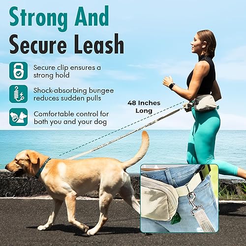 Miniatura 5 de Correa de perro manos libres con bolsa de golosinas para perros, correa de cintura elegante y moderna para pasear al perro, para llevar alrededor de