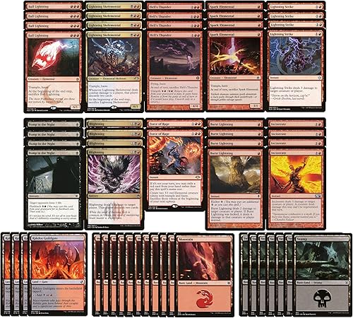 Elite Ball Blightning Deck - Negro Rojo - Rayo Skelemental - Legal moderno - Construido a medida - Magic The Gathering - MTG - 60 cartas