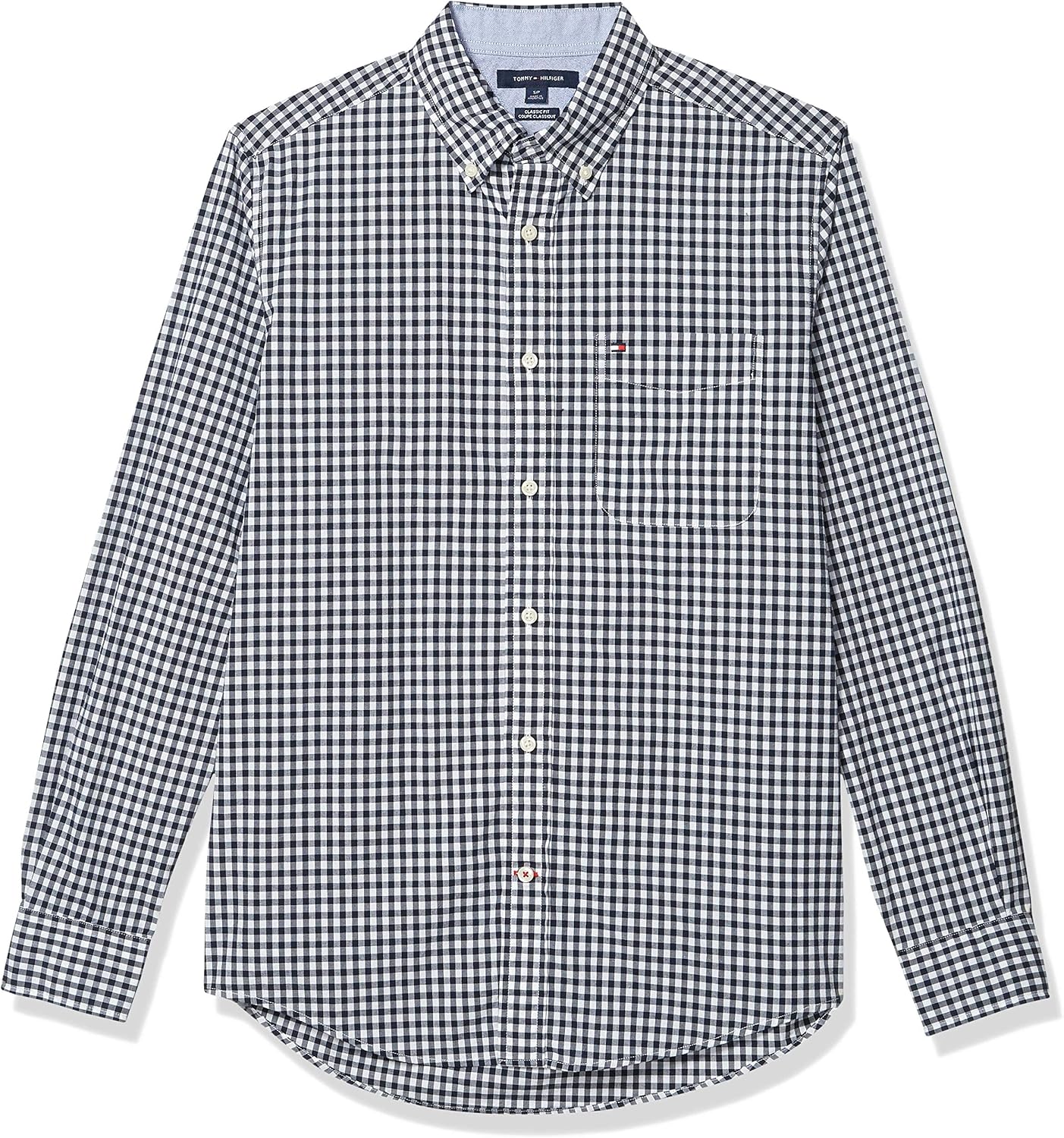 Tommy Hilfiger Mens Long Sleeve Casual Button-Down in Classic Fit Button Down Shirt, Navy Blazer, Medium US