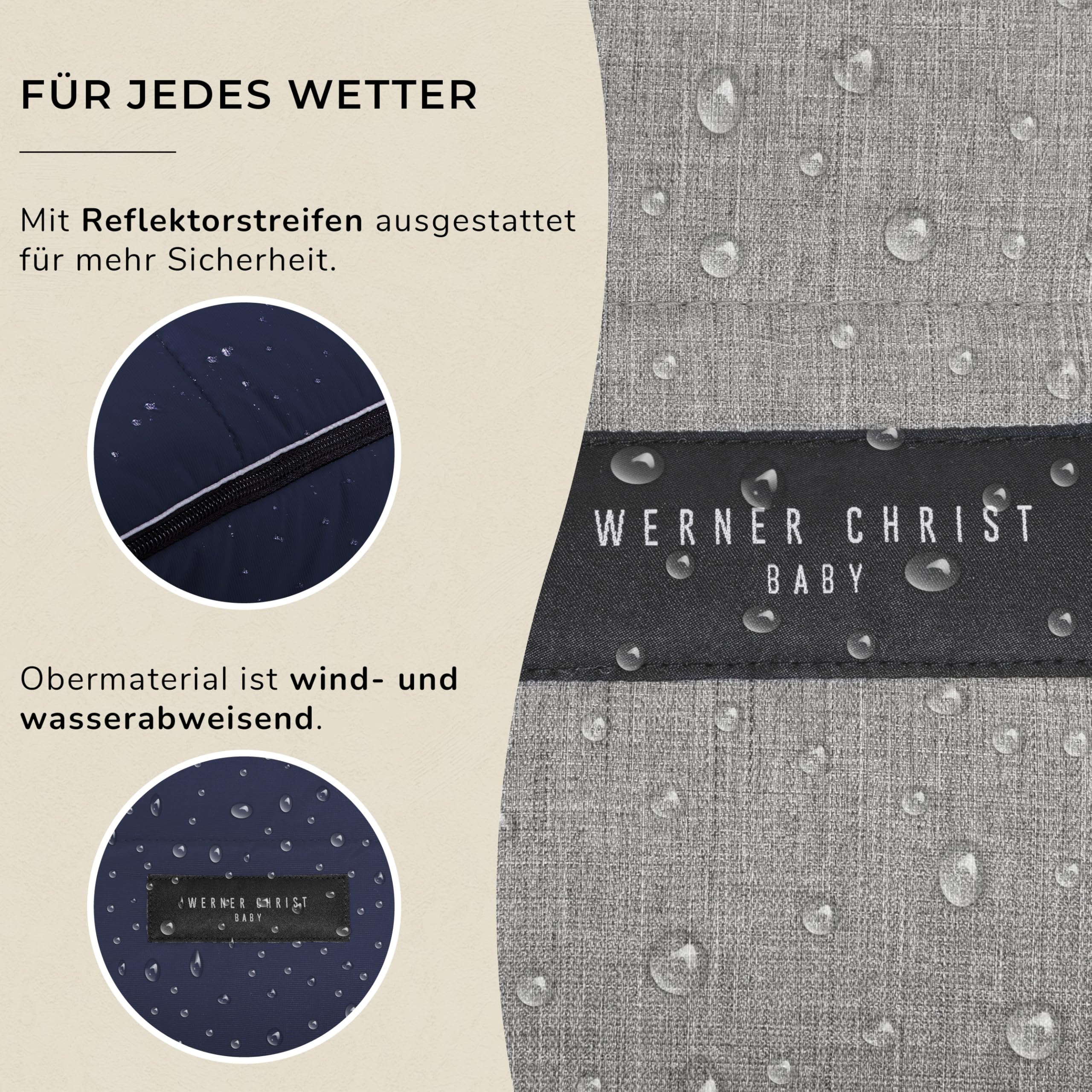 WERNER CHRIST BABY, Kinderwagen-Fußsack CORTINA – Thermo Winterfußsack (Kinder ab 6 - bis 36 Monate), mit herausnehmbarer Lammfelleinlage, medizinisches Fell, in Navy (dunkelblau)