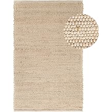 Natural Jute Cotton Area Rug - 3x5 Rug - Boho Rugs for Living Room, Bedroom, Dining Room, Hallway, Office, Entryway - Rustic Vintage Bohemian Carpet Home Decor - Hand Woven Rugs 3x5 ft