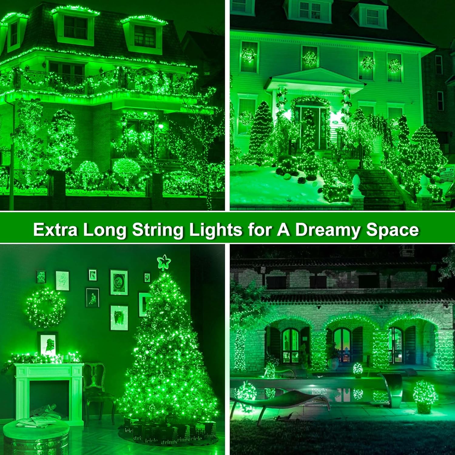 164Ft 500 LED Green St. Patrick's Day Lights, Waterproof 8 Twinkle with Memory Functions Green String Lights for Indoor Outdoor Tree Garden St. Patrick's Day Decoration - Image 5