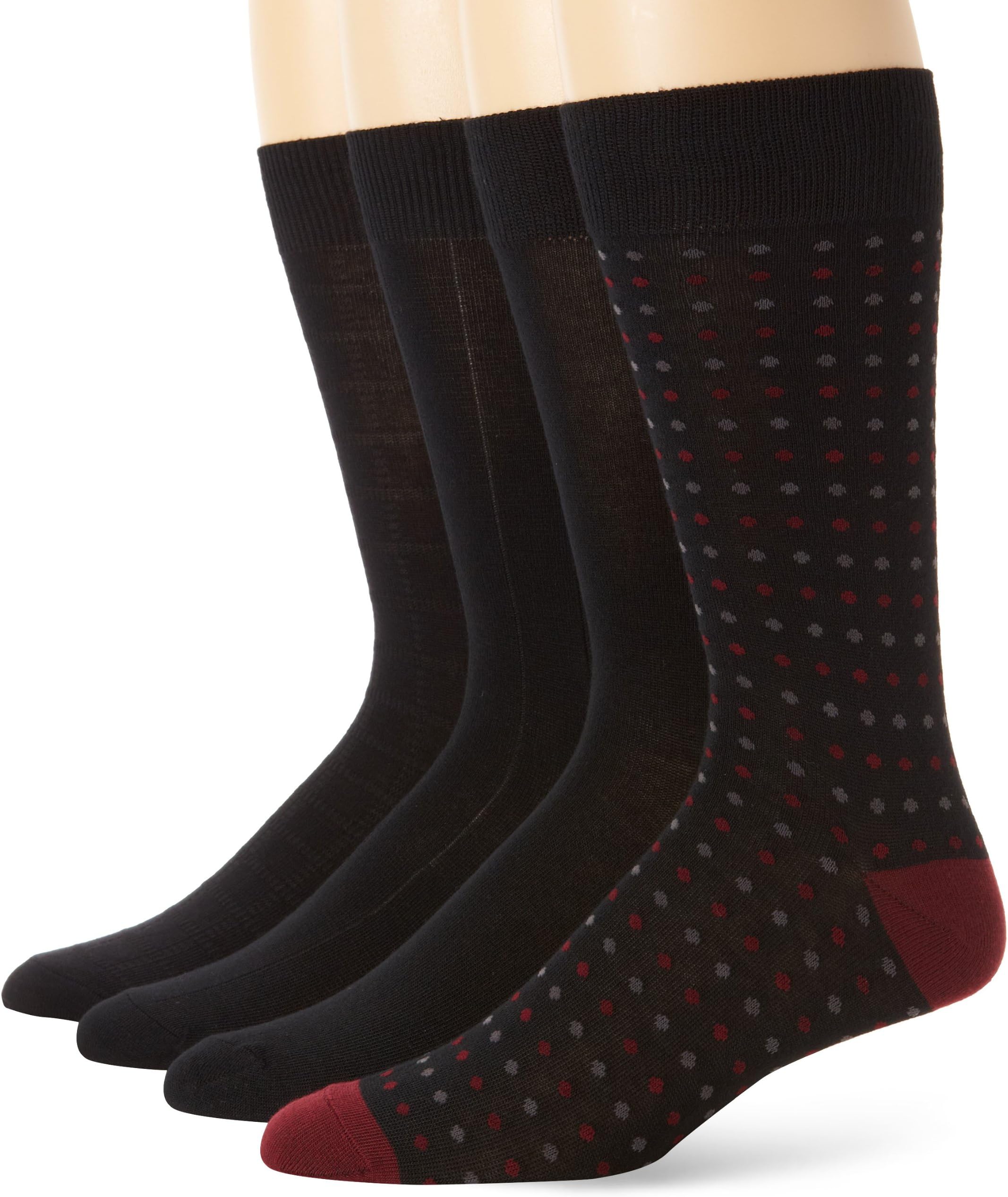 Van Heusen Men's 4-Pack Assorted Black Pattern Dress Socks
