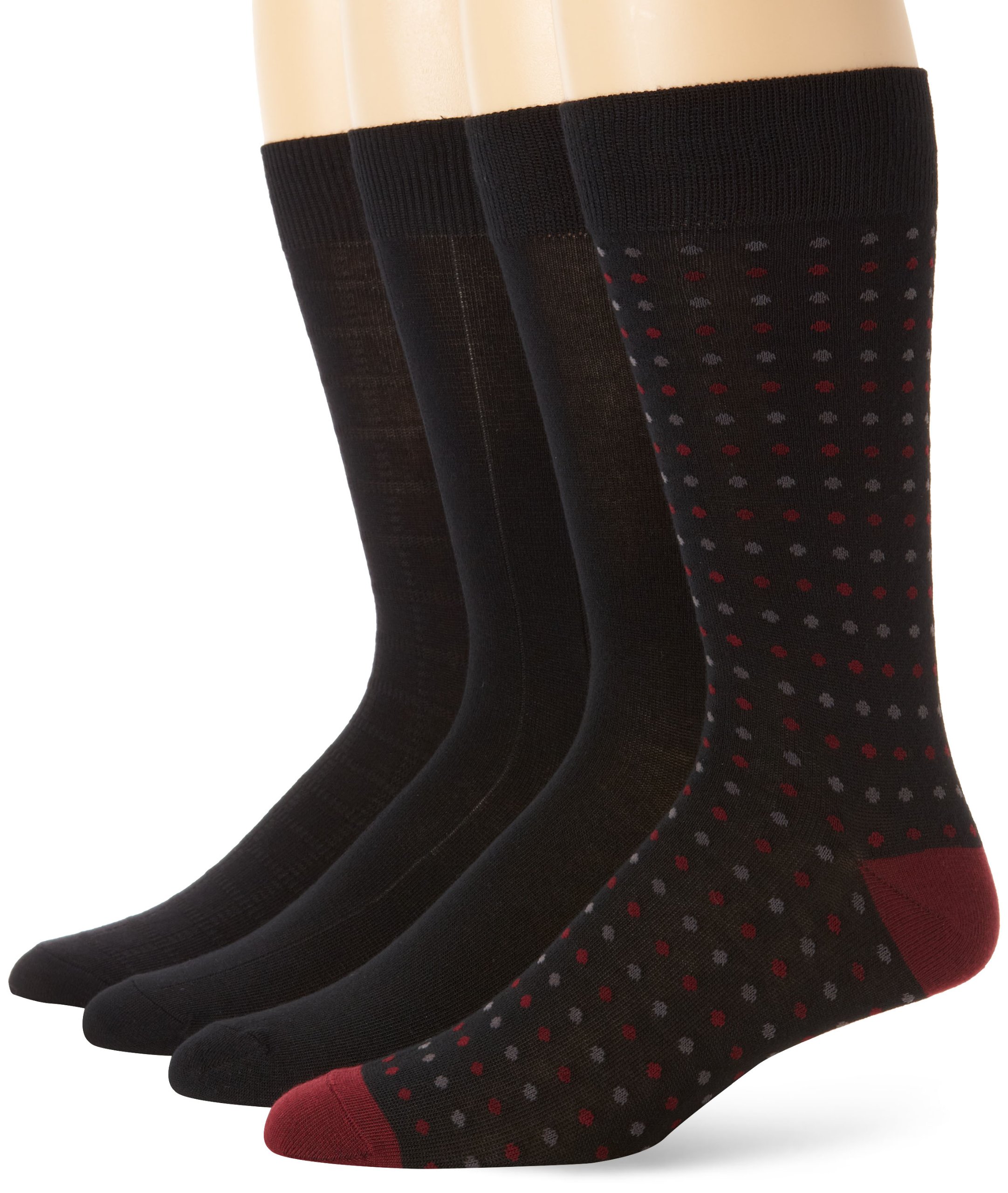 Van Heusen Men's 4-Pack Assorted Black Pattern Dress Socks