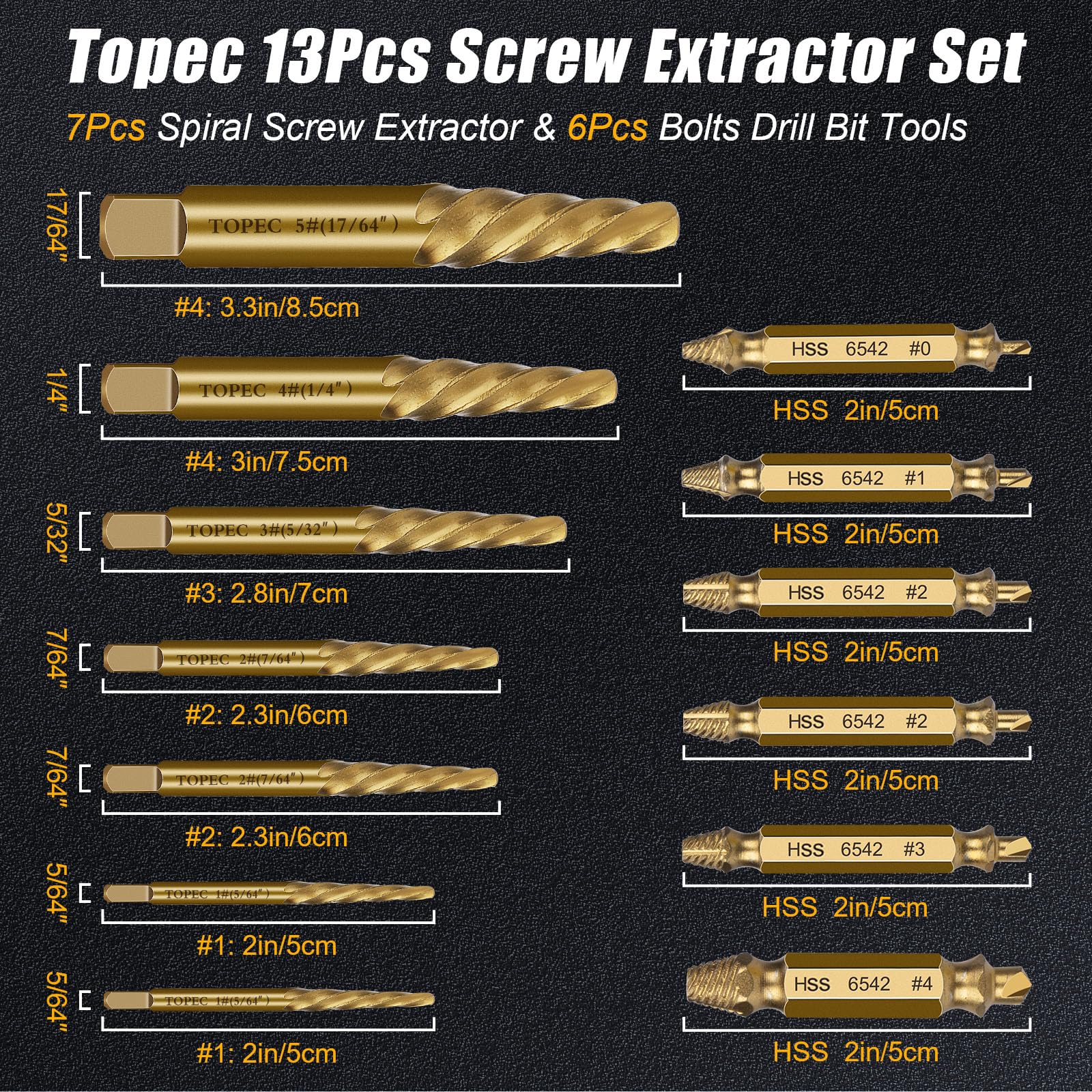 Topec Screw Extractor Set - Remove Stripped Screws -2