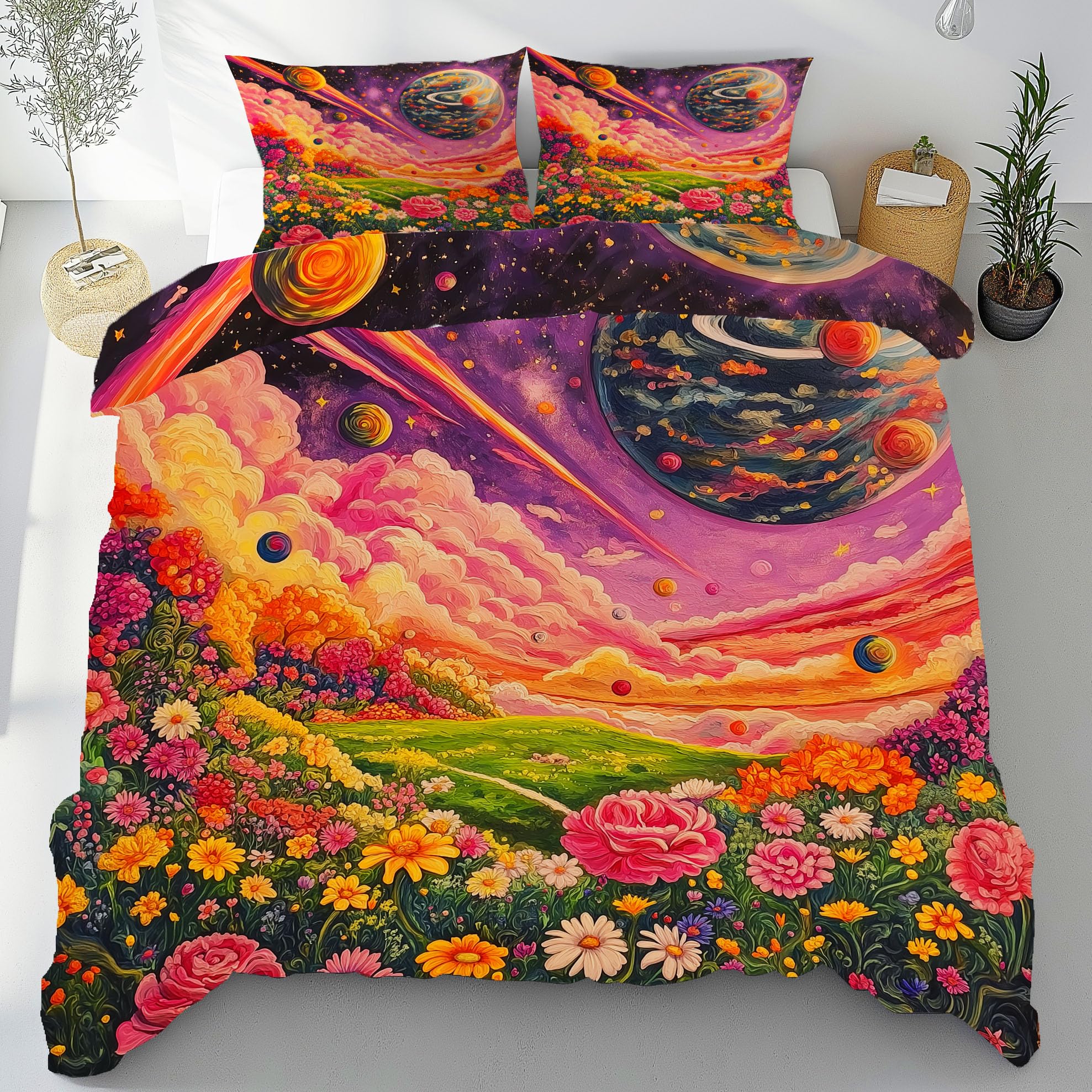 Housse de couette zippée facile à enfiler parure de lit 240x260 microfibre doux