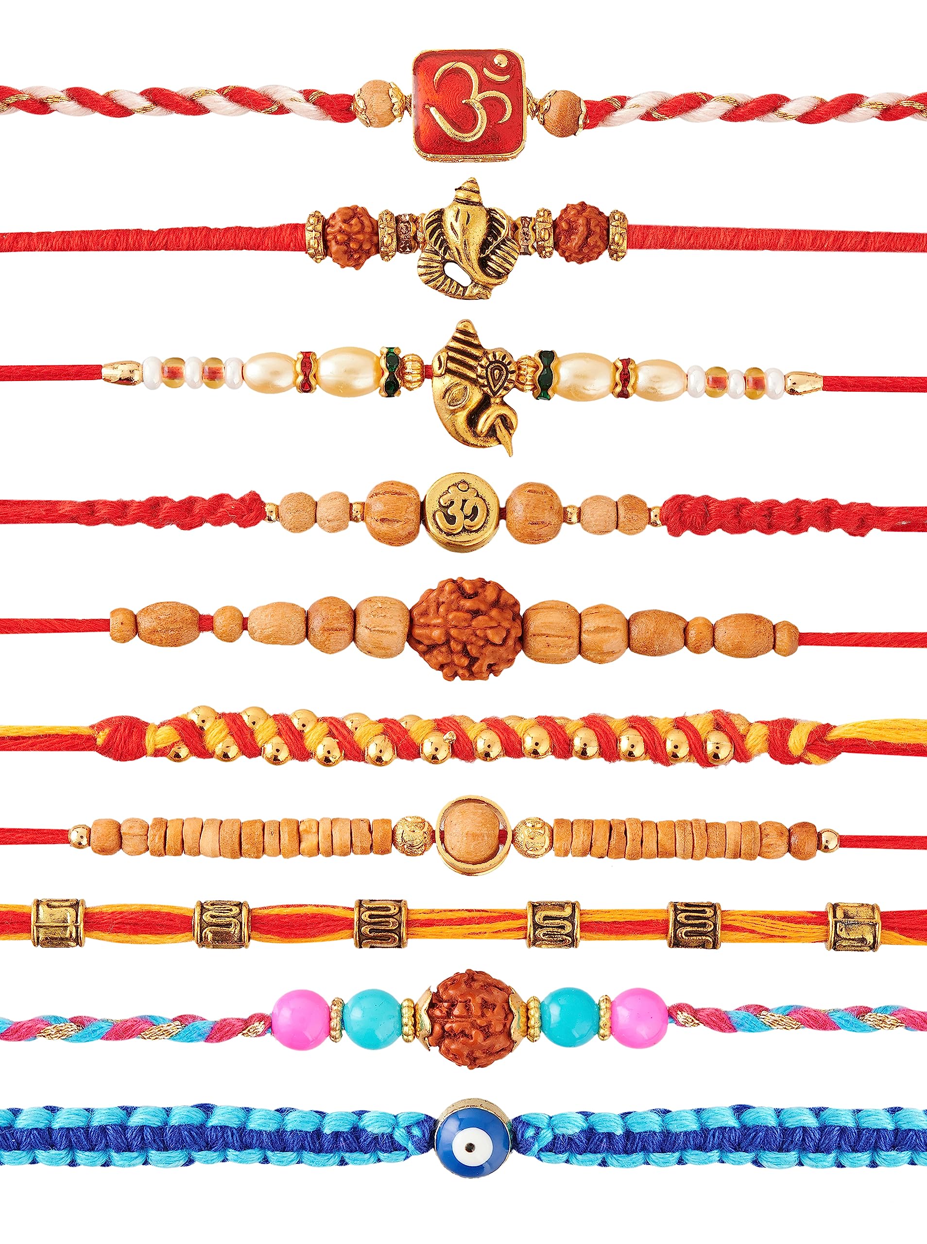 Set of 10 Rakhi For Brother With Card Assorted Pendant Design For Raksha Bandhan Designer Rakhi Thread for Bhaiya