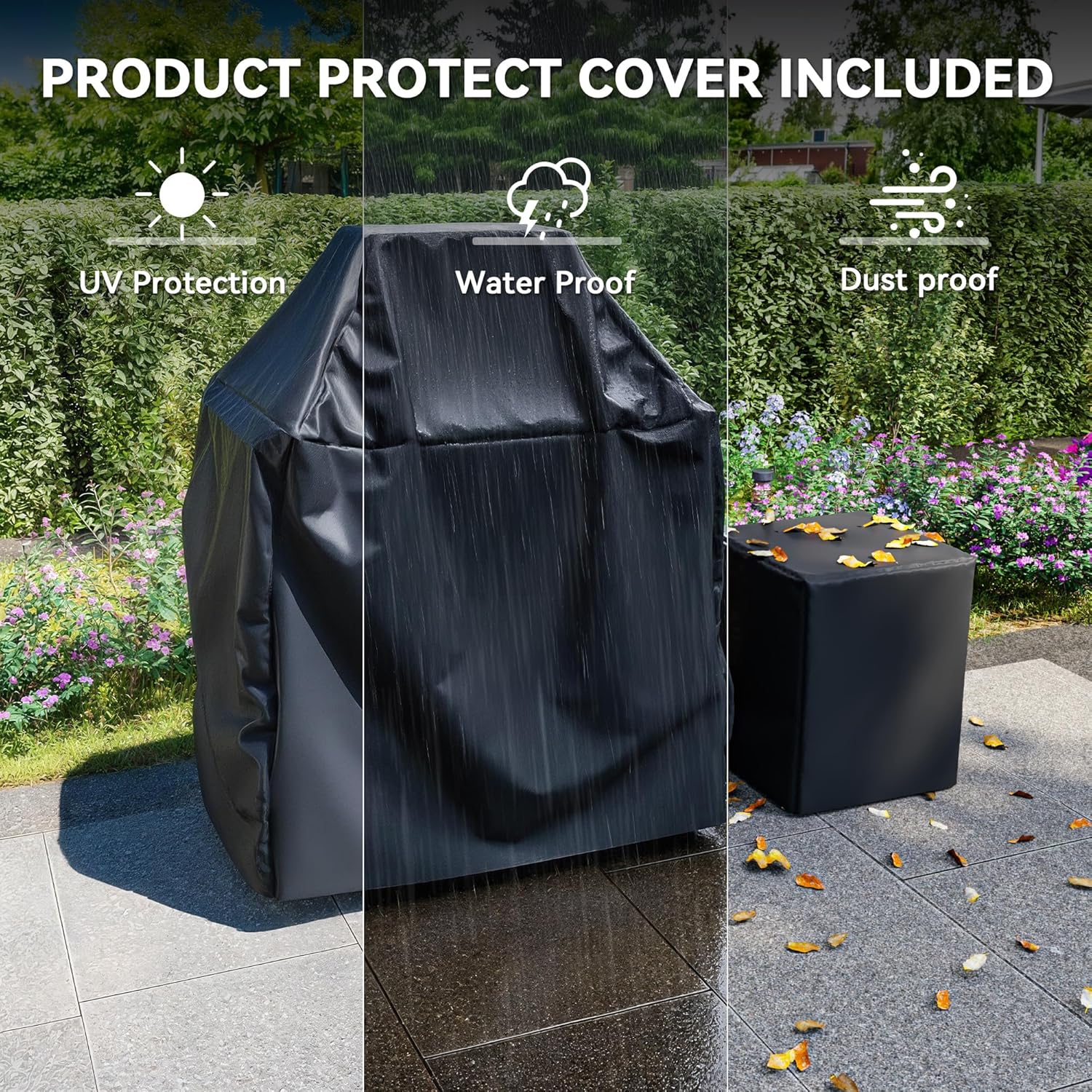 35" Outdoor Propane Fireplace with Tank Storage, 50,000 BTU Outdoor Gas Fire Pit with CSA Certified, Adjustable Flame, Dust Cover, Smokeless Ceramic Wood for Patio, Garden, Deck, Grey