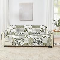 Vista 22 de Great Bay Home - Funda reversible de patchwork para sofá biplaza, protector de muebles lavable con correas elásticas - Funda para sofá para perros
