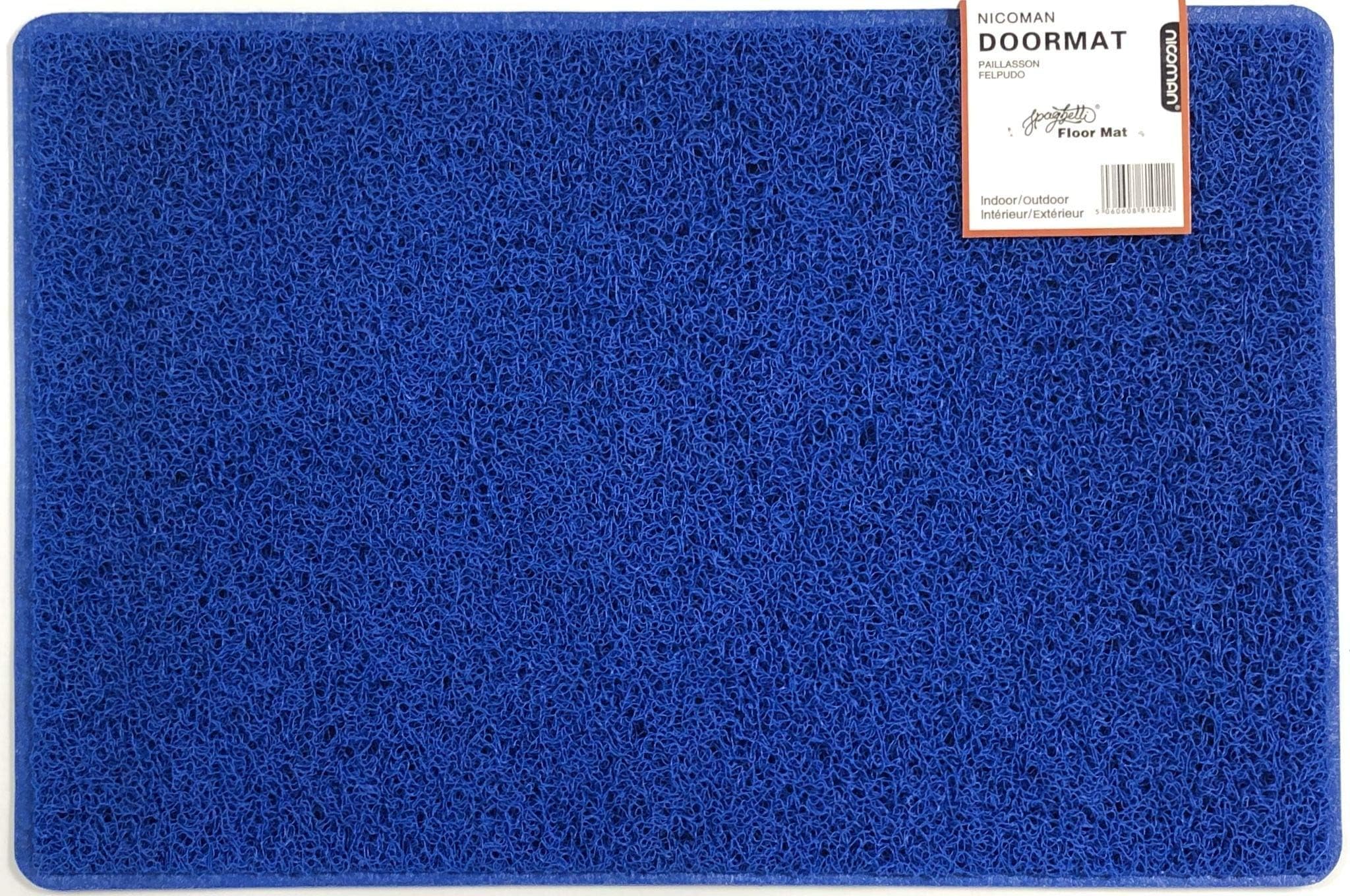 Nicoman Large Outdoor Entrance Jet-Washable PVC Coil Rubber Back Doormat(60x90cm,Blue)