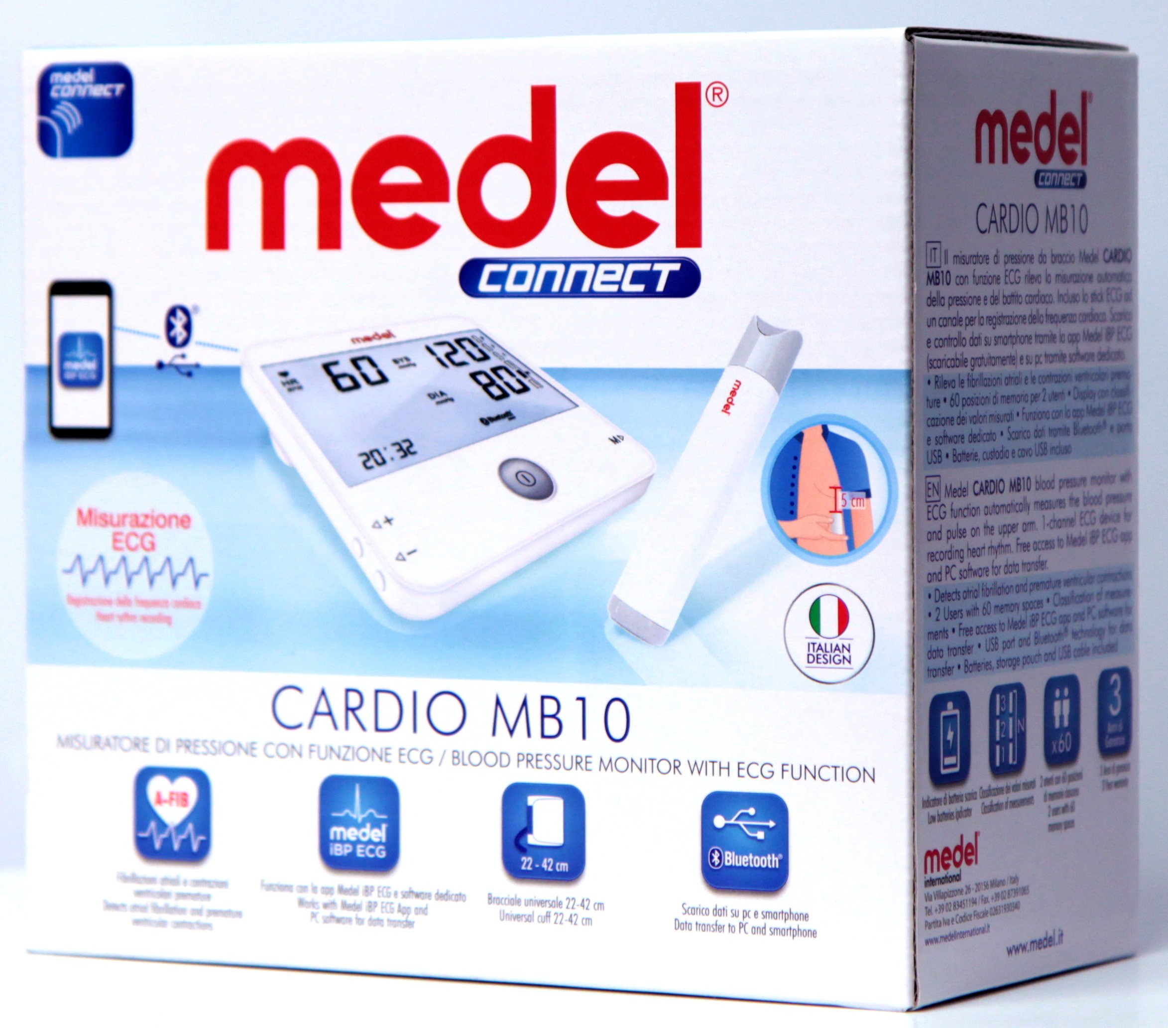 MEDEL Connect Cardio MB10 Ciśnieniomierz naramienny 22-42 cm z Bluetooth i funkcją EKG- : Standard