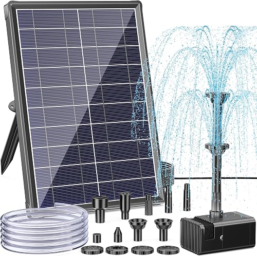 Antfraer Solar Fountain Pump for Bird Bath, 8W Solar Water Fountain Pump with Dry-Run Protection & Double-Layer Nozzles, Solar Powered Fountain with 5Ft Tubing for Small Pond, Bird Bath, Water Feature