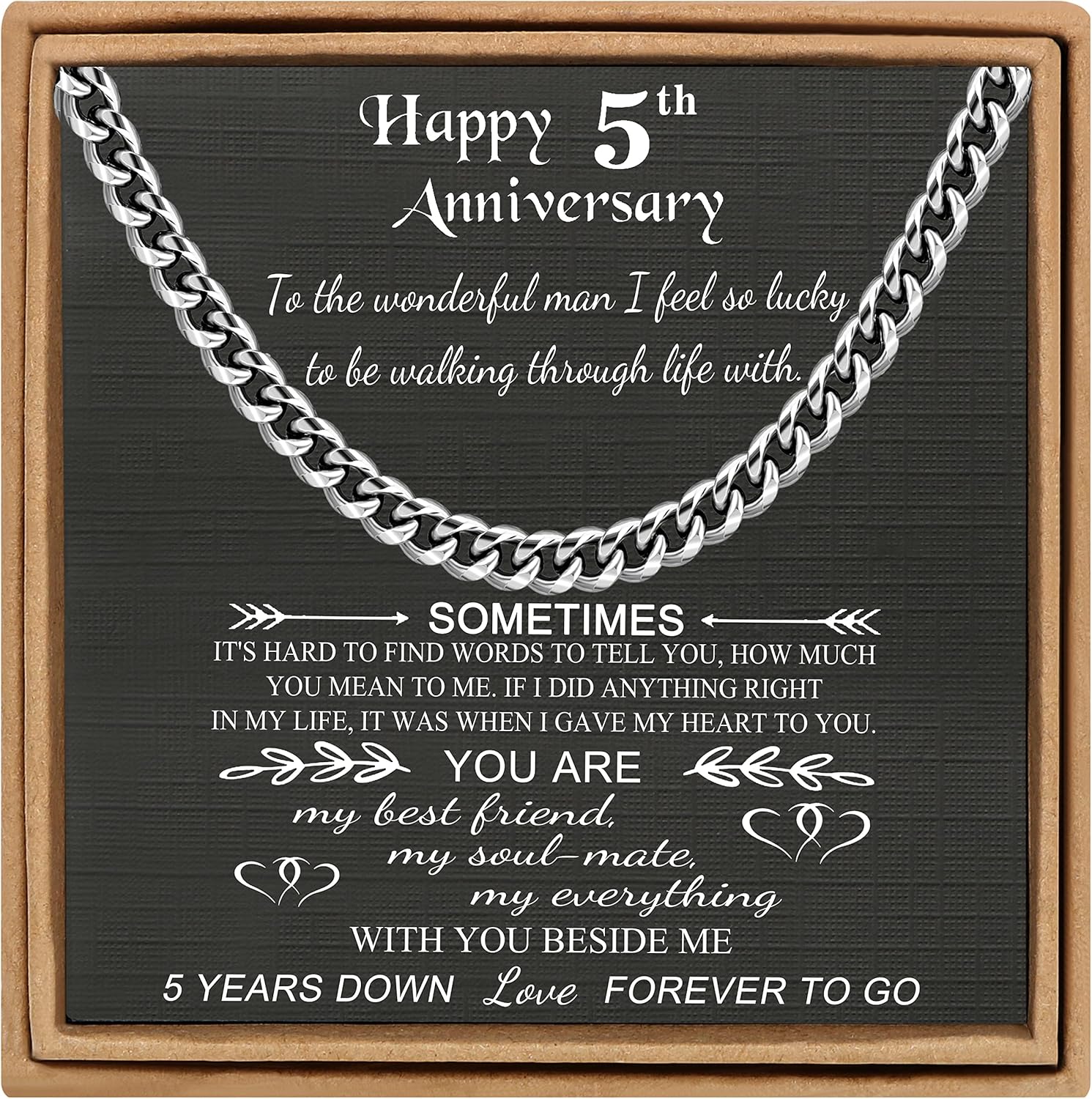 JoycuFF Silver Necklace for Men Wife to Husband Gifts for Wedding Anniversary Cuban Link Chain