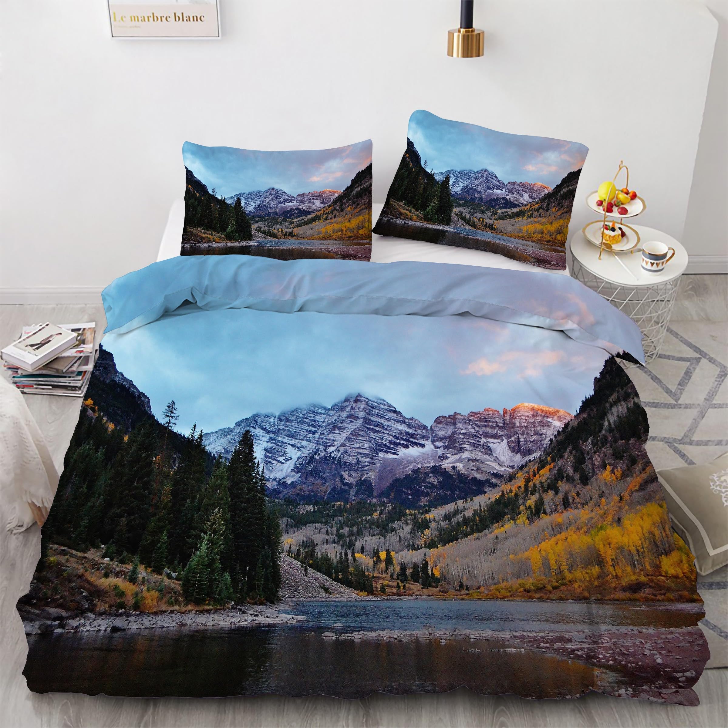 Parure de lit montagne enneigée 220x240 pour une ambiance chalet chaleureuse
