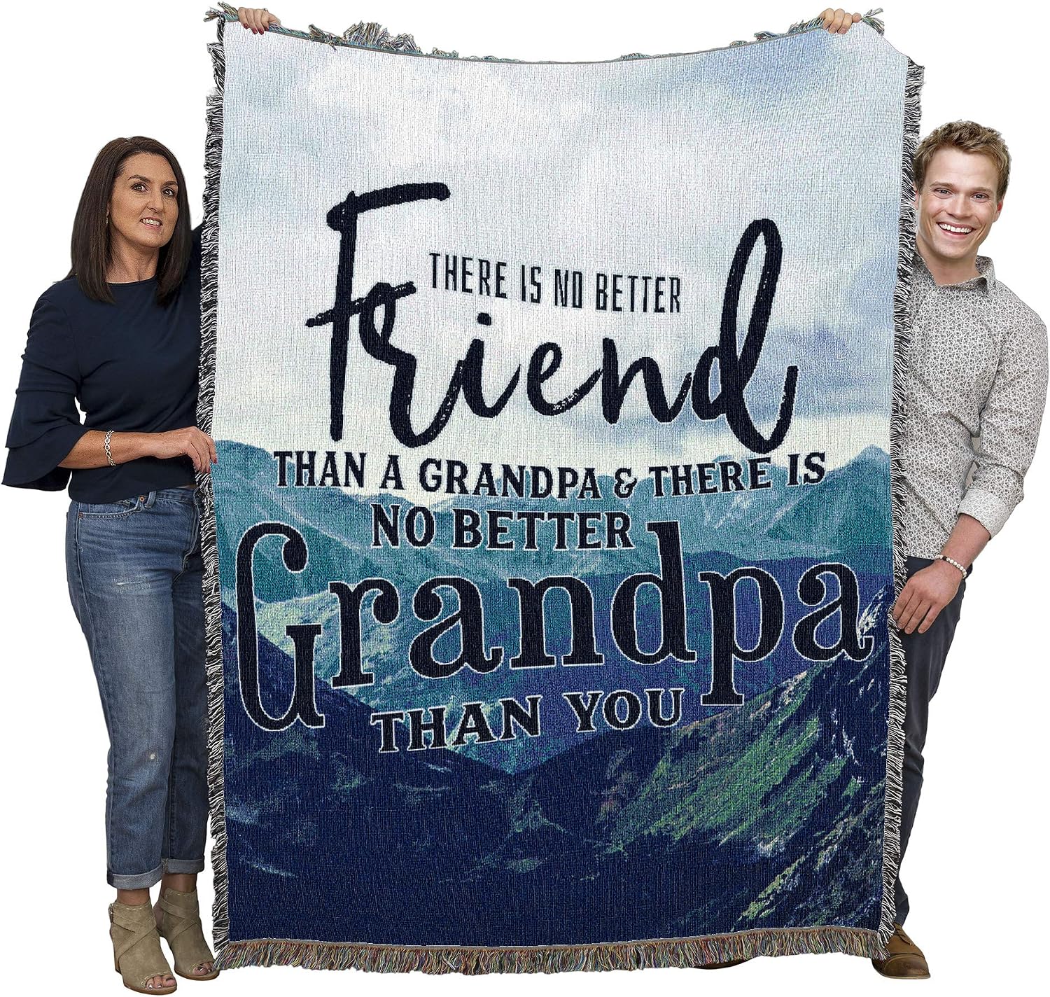 Pure Country Weavers There is No Better Friend Than a Grandpa Blanket Mountains - Gift Tapestry Throw Woven from Cotton - Made in the USA (72x54)