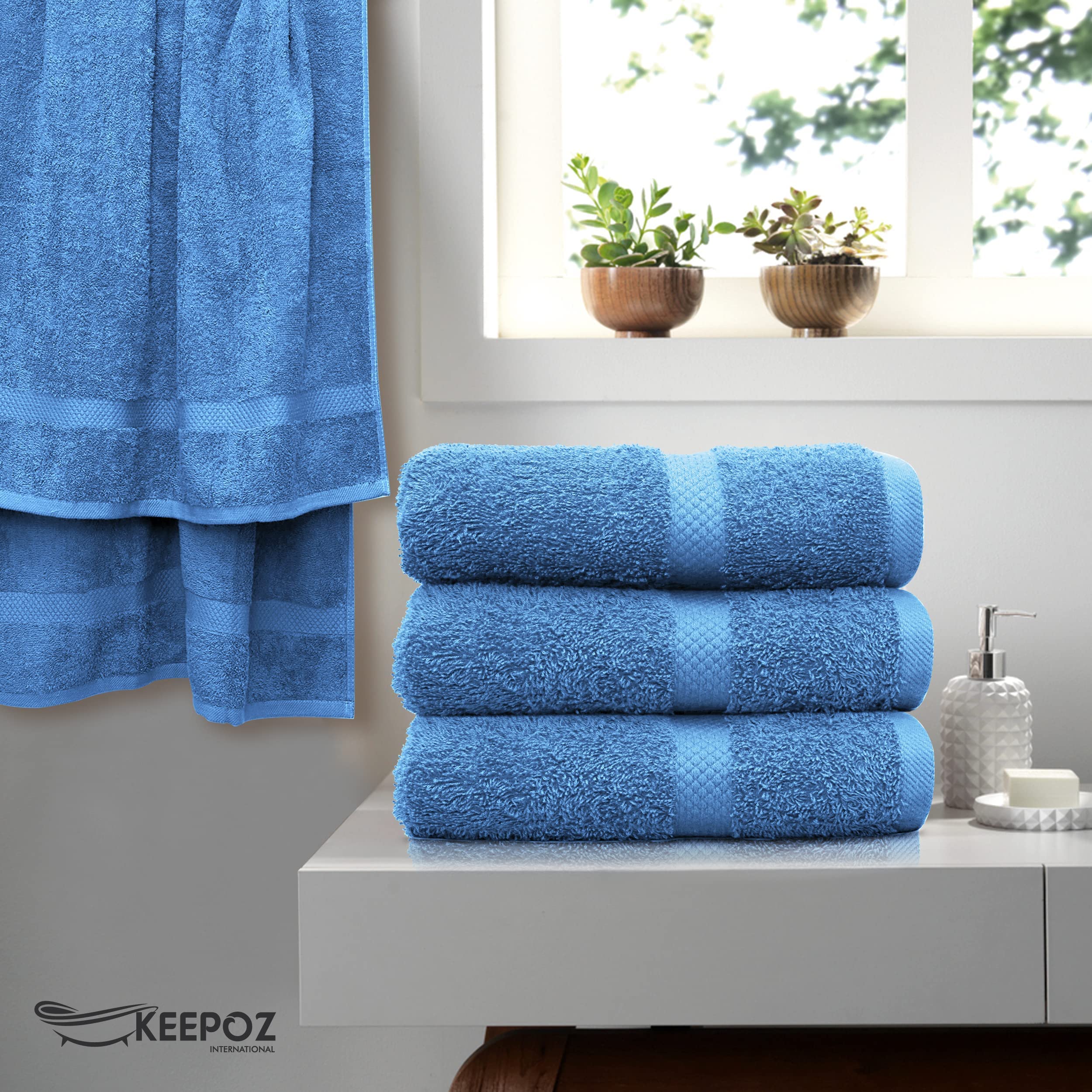 Amazon｜KEEPOZ 100%コットンバスタオル - ピュアリングスパンコットン