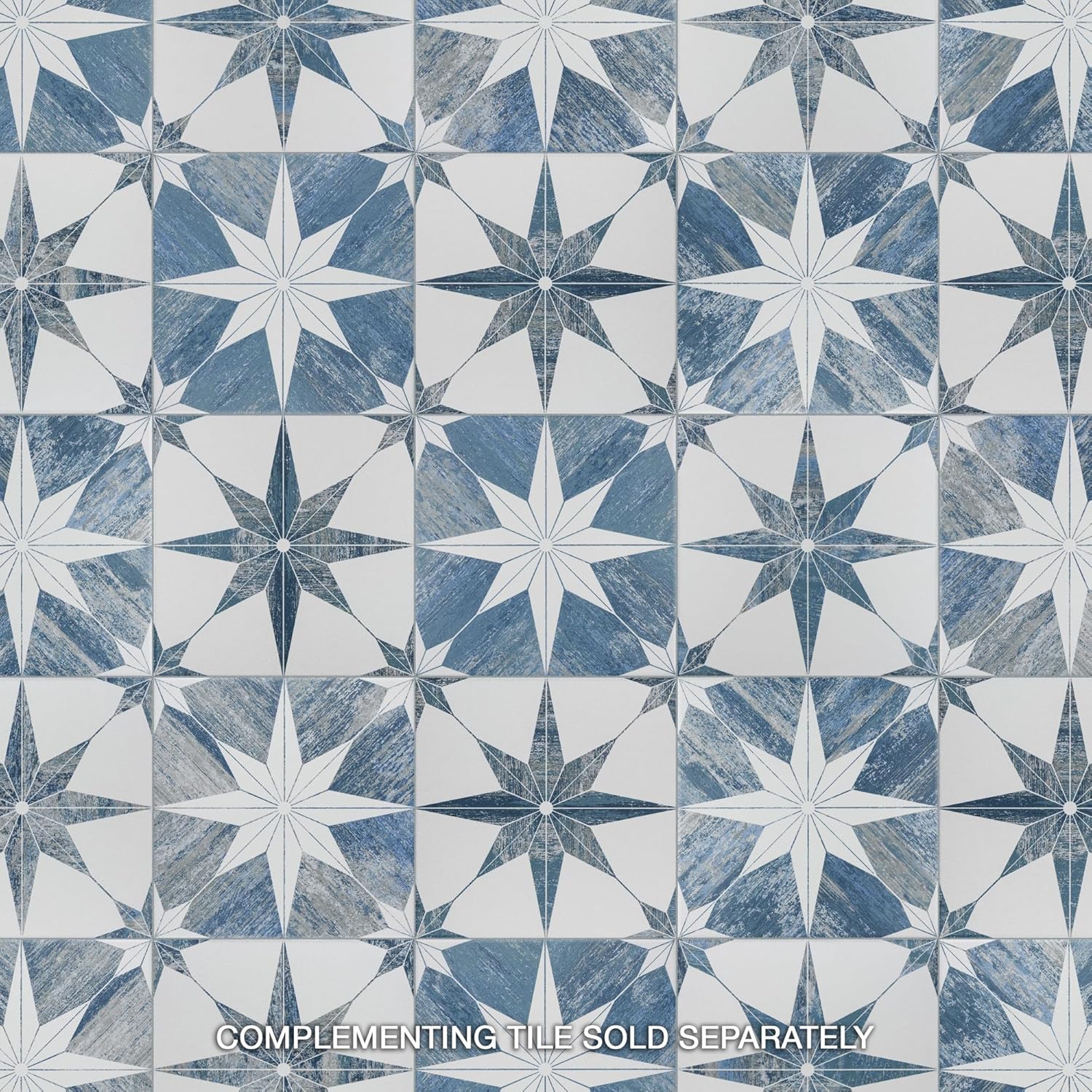 Cassis Stella Blue Porcelain Patterned Wall and Floor Tile