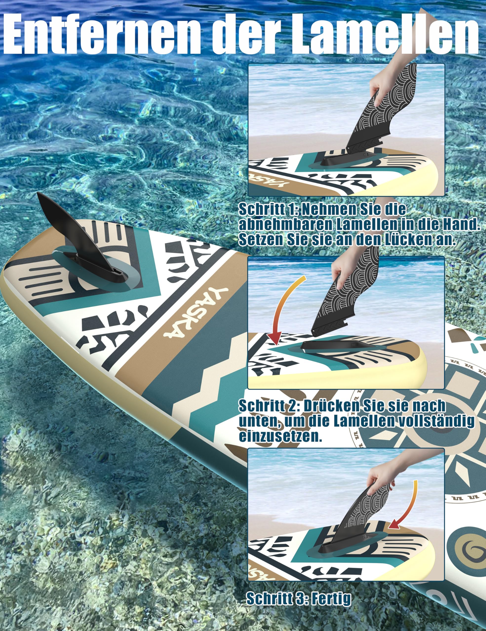 YASKA Tabla Paddle Surf Hinchable,Stand Up Paddle Board Surf con Accesorios Remo,Bomba,Correa,Aleta para 2 Personas Familia Adultos