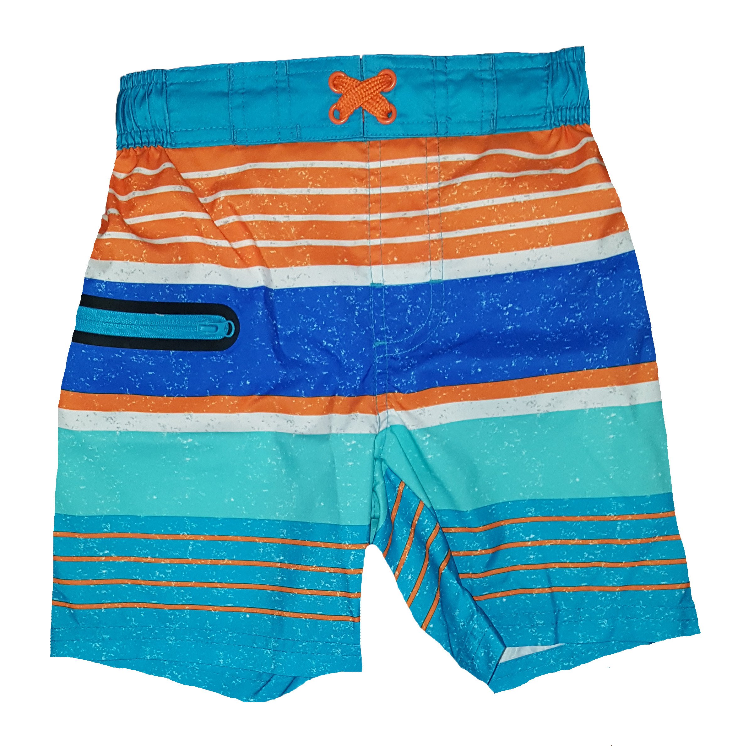 Hawaiian Ocean Blue & Orange Stripes Swim Trunk Shorts - X-Small-image-29