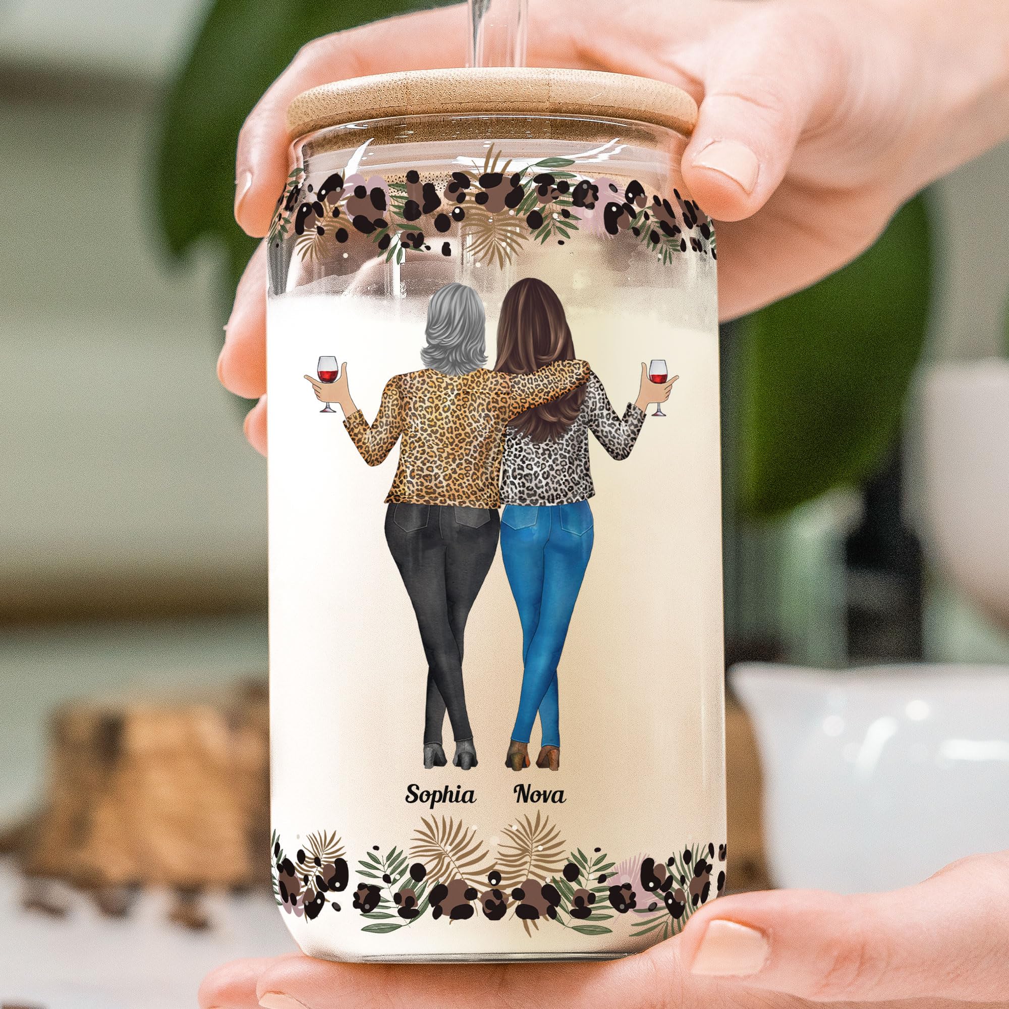 Macorner Personalized Clear Glass Can Friendship Gifts For Women, Bestie Gift For Women, Sister Gifts, Because Of You I Laugh A Little Harder Friendship, Birthday Gifts For Women Friendship