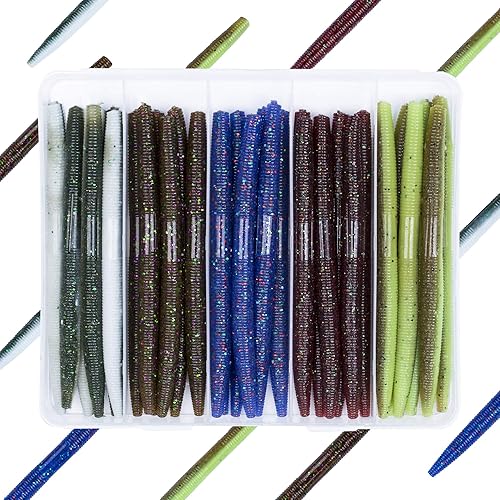 Senko Worms Kit  4"5" Soft Plastic Fishing Lures with Salt Impregnation for Bass Fishing