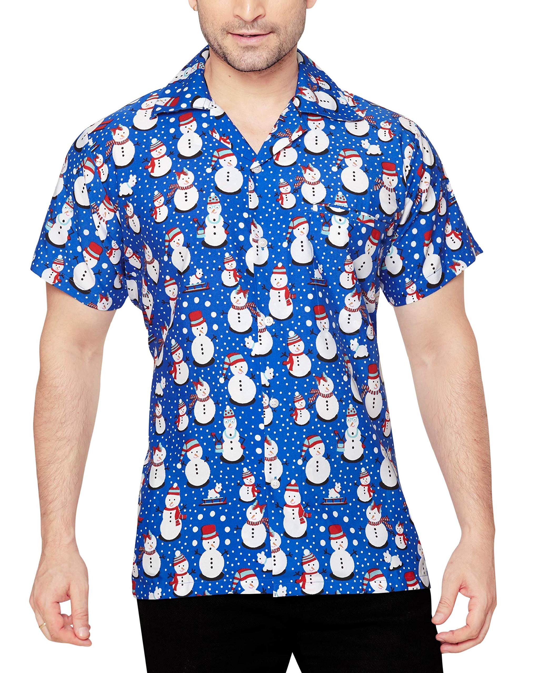 CLUB CUBANA Men's Regular Fit Classic Short Sleeve Casual Floral Hawaiian Shirt L