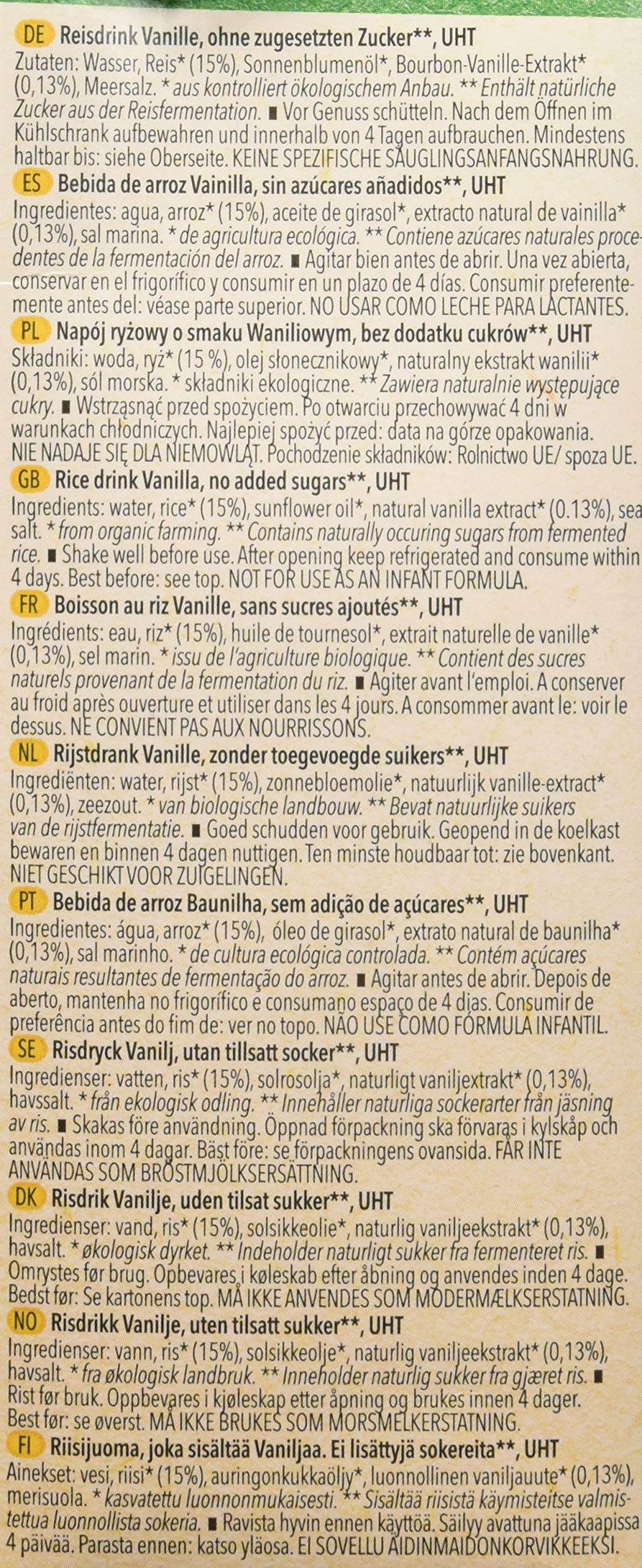 Natumi Bio Reisdrink Vanille, 12 x 1L - Laktosefrei, Glutenfrei, Ohne Zuckerzusatz, Vegan, Milchfreie, Milchfreie Alternative