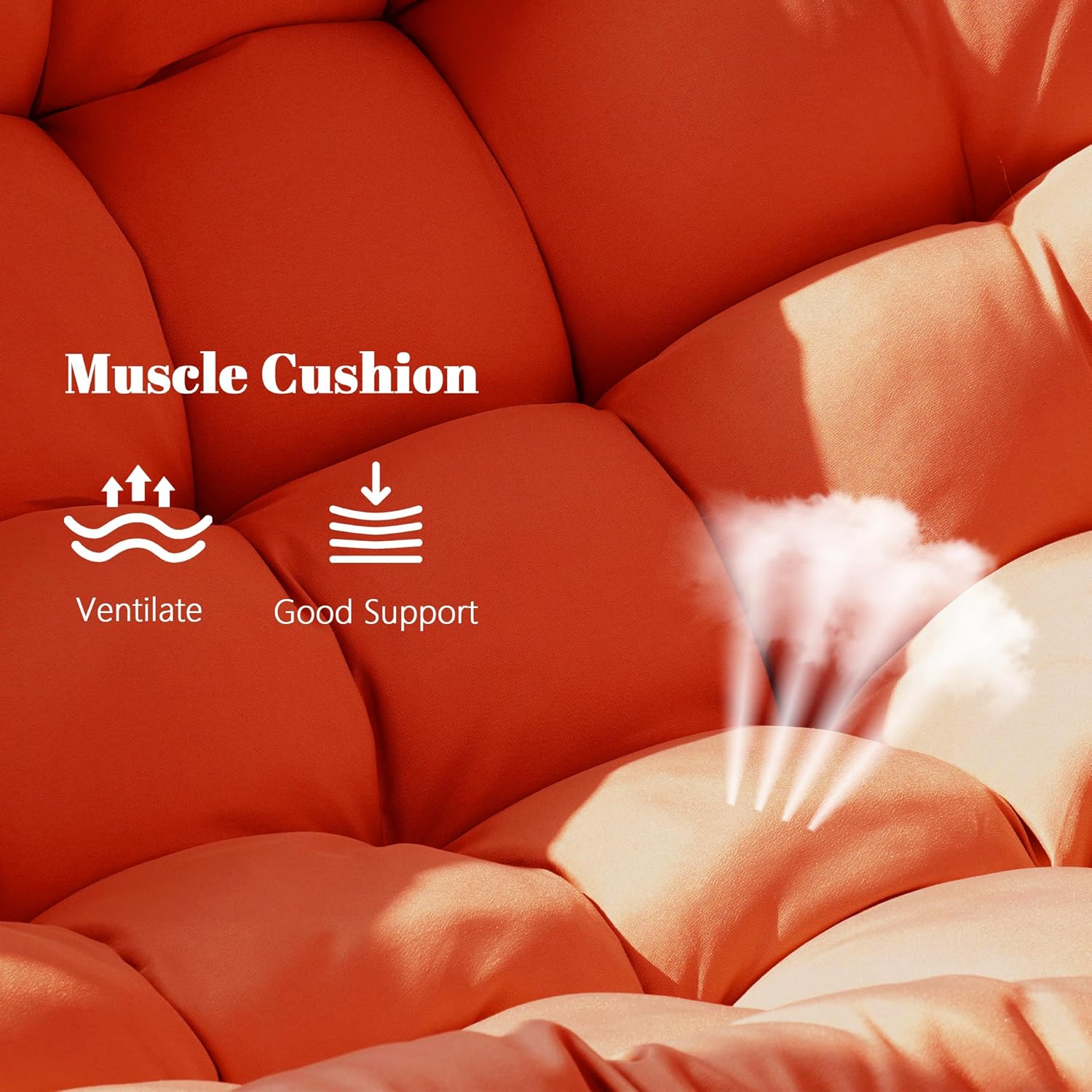 Double Papasan Patio Rocking Chair,Double Oversized Papasan Rocking Chair with Thick Cushions,Perfect for Indoor, Patio, or Balcony Use, Modern Outdoor Loverseat for Two.RED
