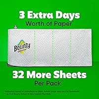 Vista 5 de Bounty Toallas de papel de tamaño rápido, color blanco, 8 rollos familiares = 20 rollos regulares (el embalaje puede variar)