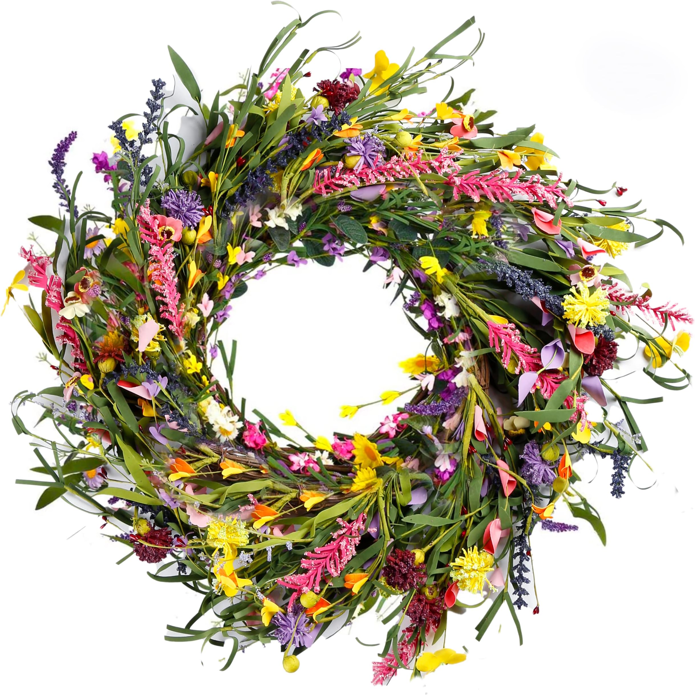 Artificial Daisy Flower Wreath 22Inch Spring Floral