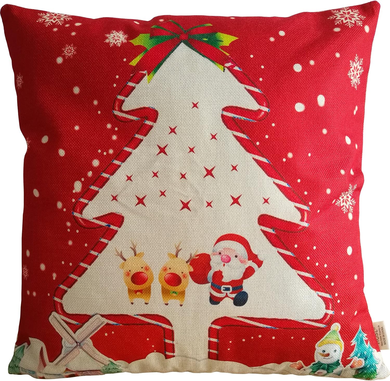 Наволочка из смесового льна серии HOSL sd39 Merry Christmas, декоративный чехол для подушки, Квадратная подушка 18 дюймов – Комплект из 6 подушек, фото 2