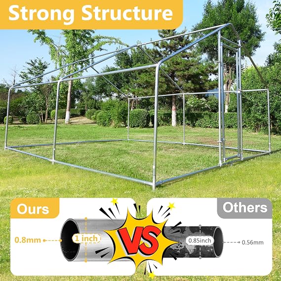 Large Chicken Coop Metal Chicken Runs for Yard with Cover Outdoor Pet Pens Poultry Cage Duck Rabbit House Backyard Use