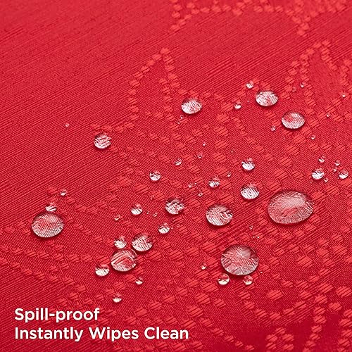 Miniatura 3 de joycloth Mantel de Navidad rectangular de 60 x 84 pulgadas, diseño de hojas jacquard, mantel de tela de poliéster lavable a prueba de derrames, para