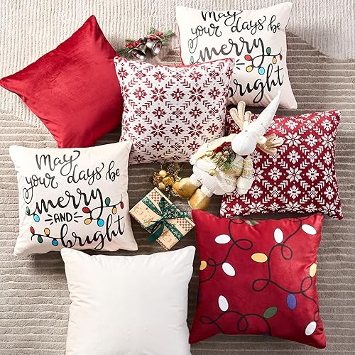 Miniatura 9 de jinchan Juego de 2 fundas de almohada de Navidad de 20 x 20 pulgadas, fundas de almohada neutrales de terciopelo, fundas de almohada de invierno