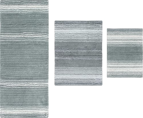 Miniatura 27 de Home Weavers Colección Gradiation 100% algodón, alfombra lavable, tapete de baño, tapete de cocina, juego de alfombras de baño, antideslizantes