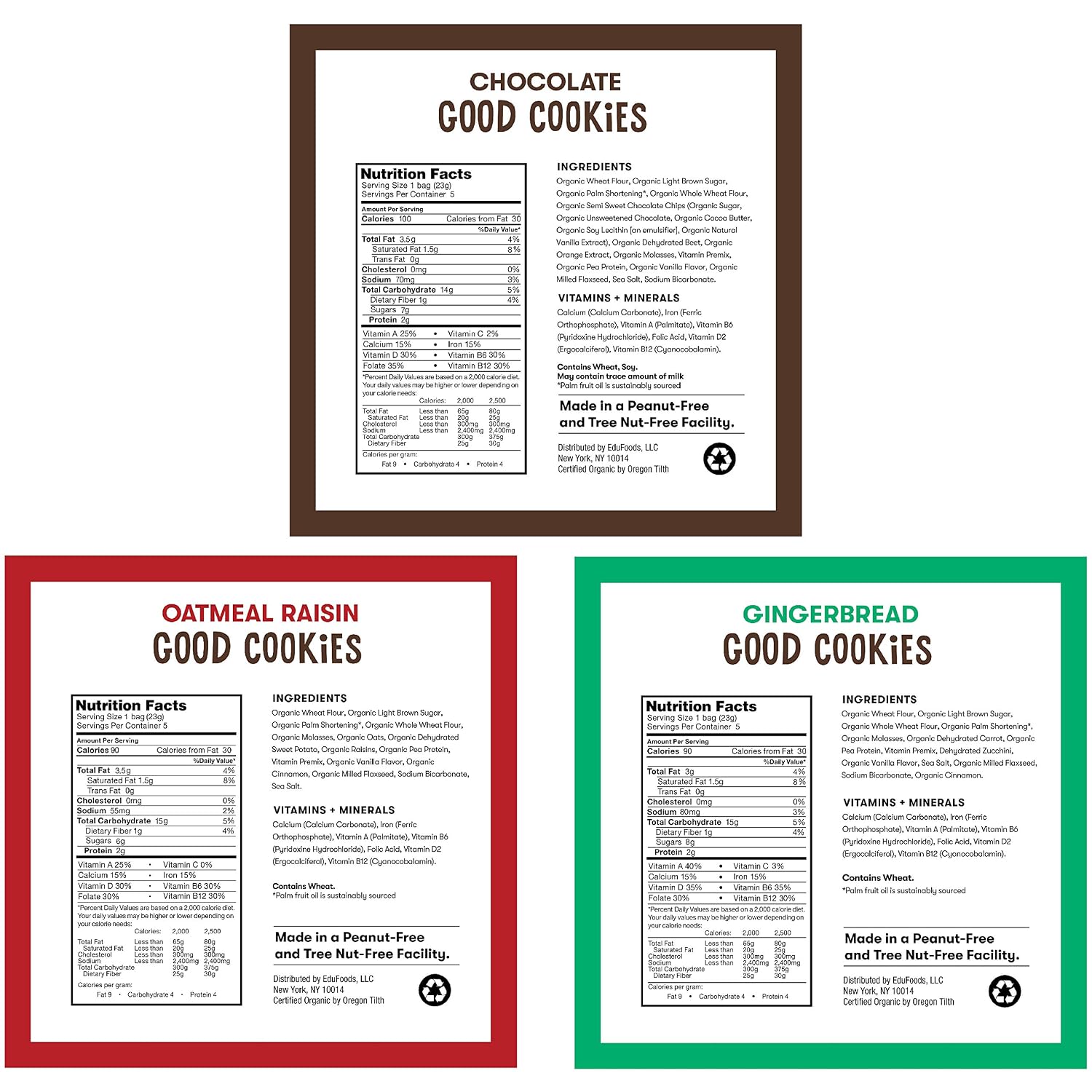 Bitsy’s Organic Cookies | Tree Nut and Peanut Free | Vitamin and Mineral Filled Snacks for Kids - 4 Pack Variety