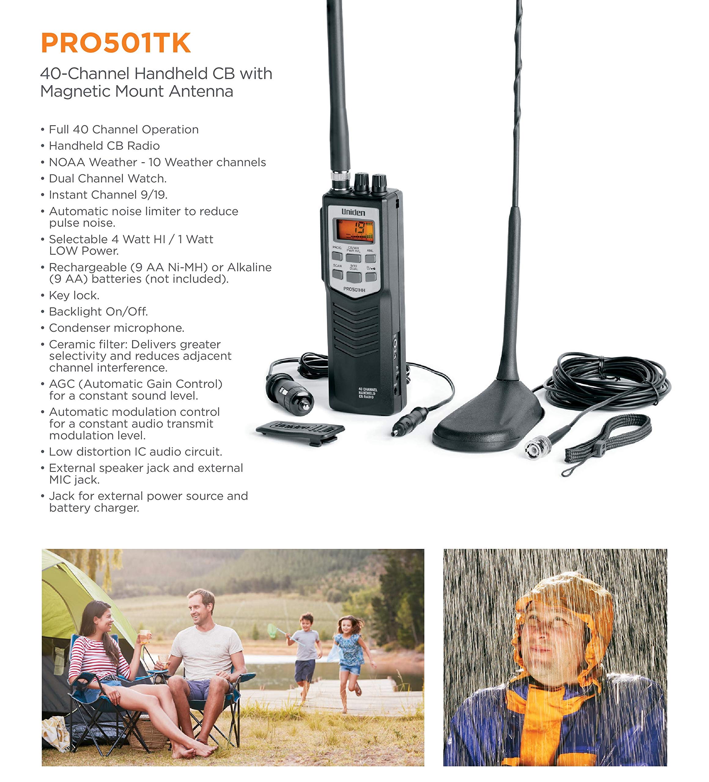 Uniden PRO501TK ProSeries 40Channel Portable Handheld CB Radio, Two