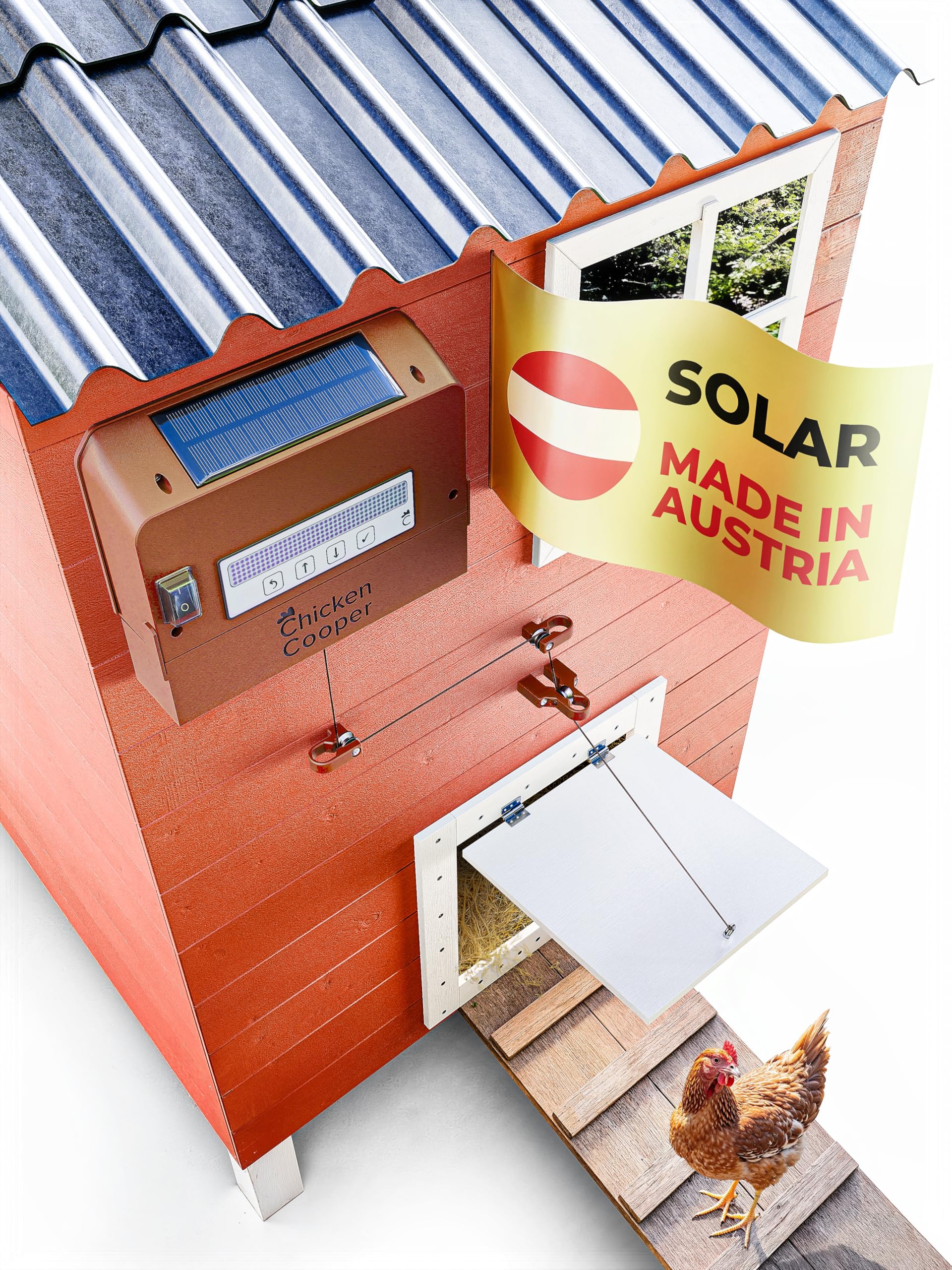 Abrepuertas solar de 5 kg para gallinas, programación automática del tiempo y ajuste del estado, con memoria integrada y doble rodillo, para la mayoría de los conejos de aves de corral.