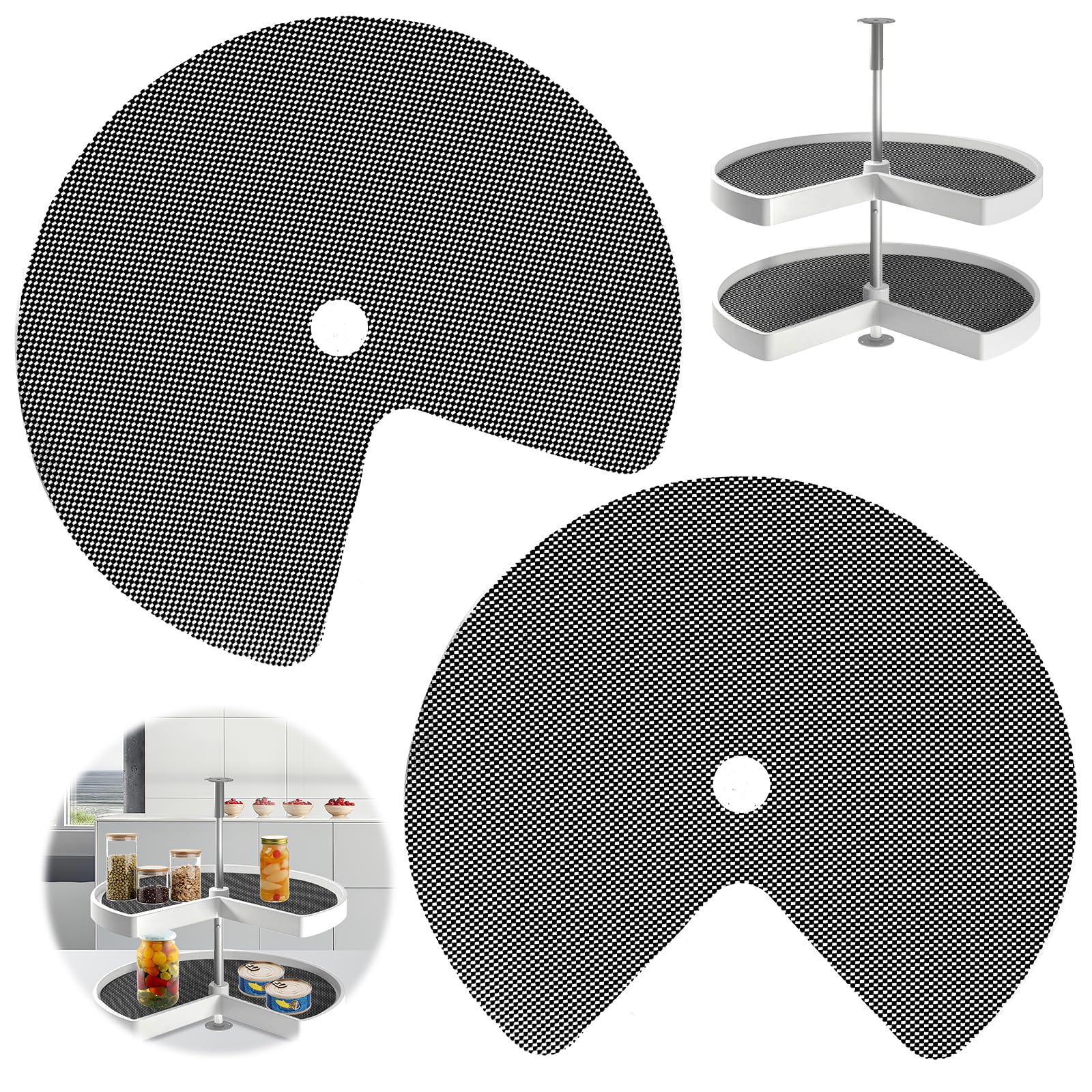 Tapis de réfrigérateur circulaire 66cm antidérapant noir cuisine