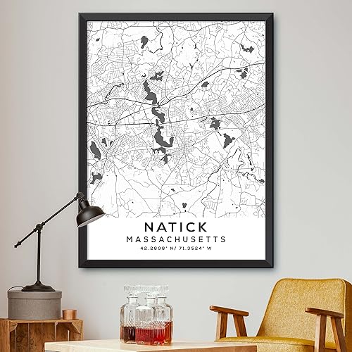 Mapa de Natick, Massachusetts, Light 2 (24x36)