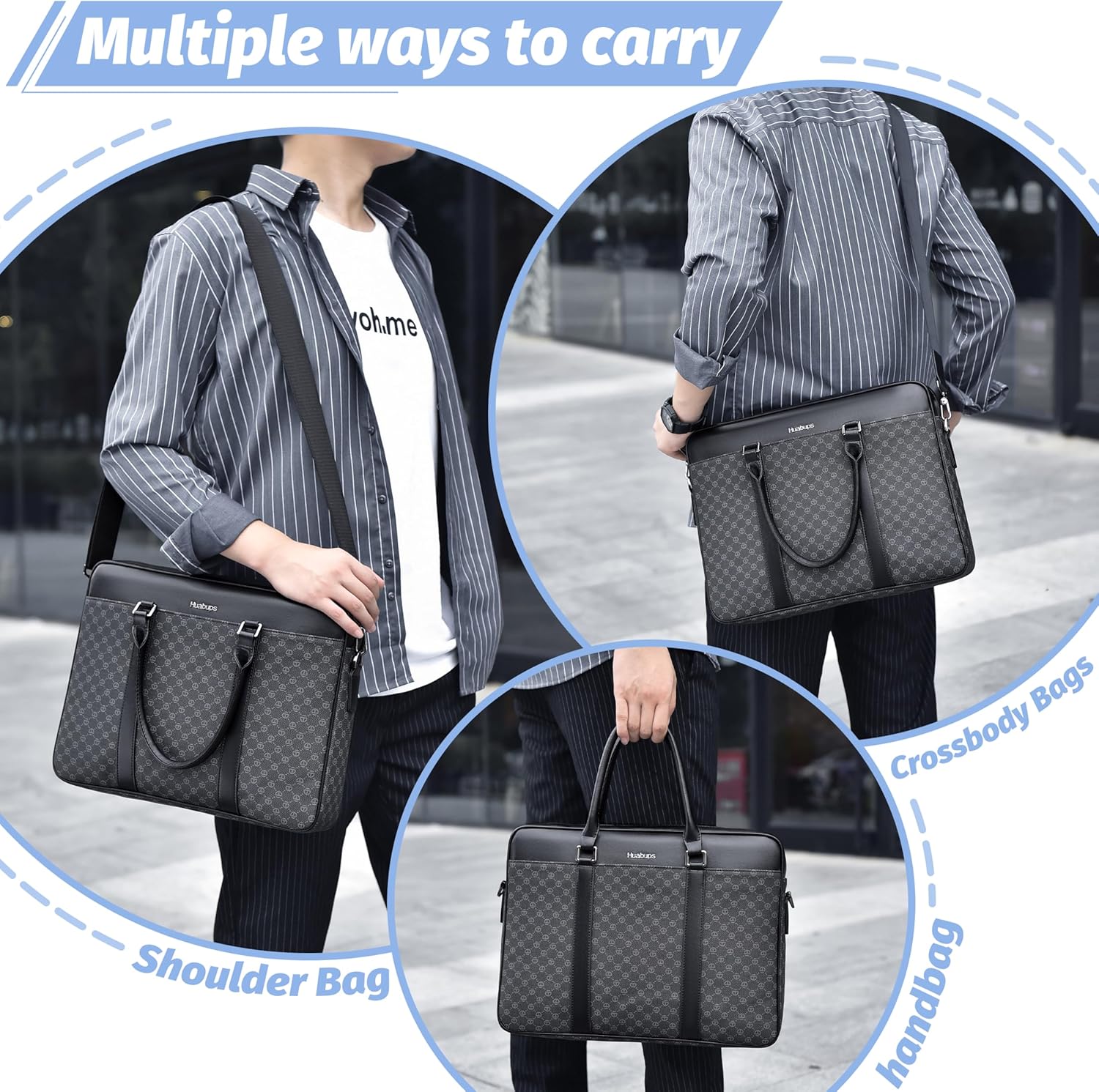 FSD. WG Business Bag Leather Messenger Bag Water Resistant Business Travel Briefcase Handbag Briefcase for Men - Image 2